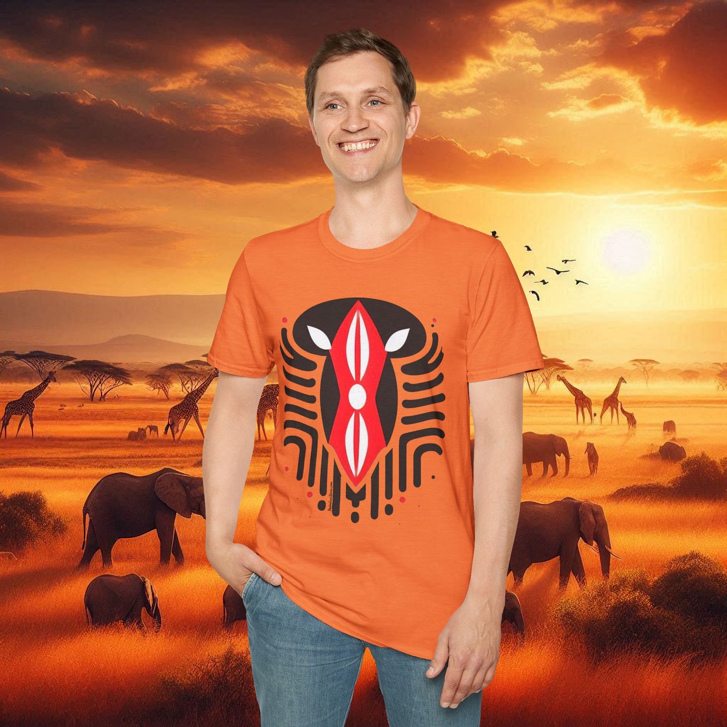 Kenyan Abstract Shield Unisex Softstyle T-Shirt