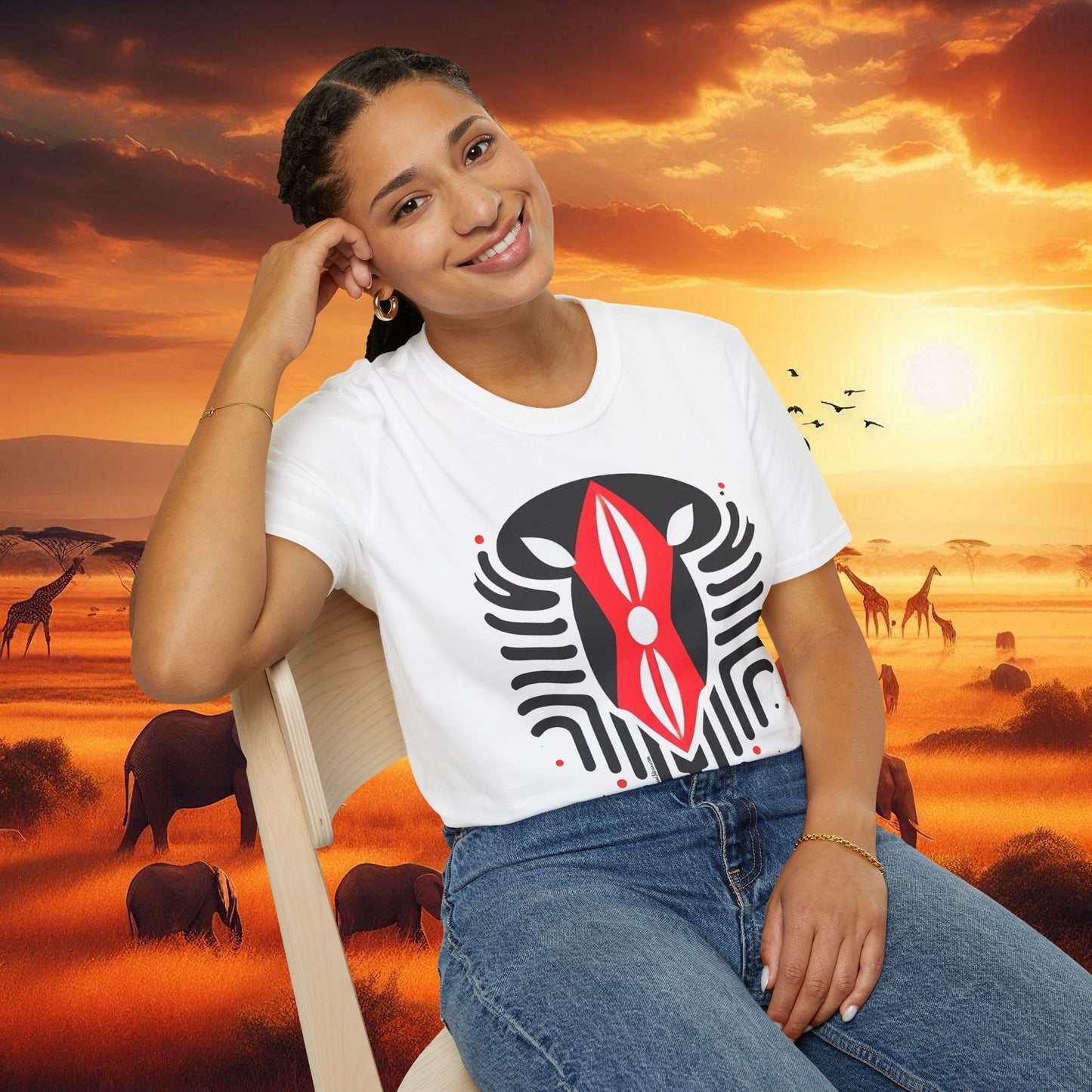 Kenyan Abstract Shield Unisex Softstyle T-Shirt