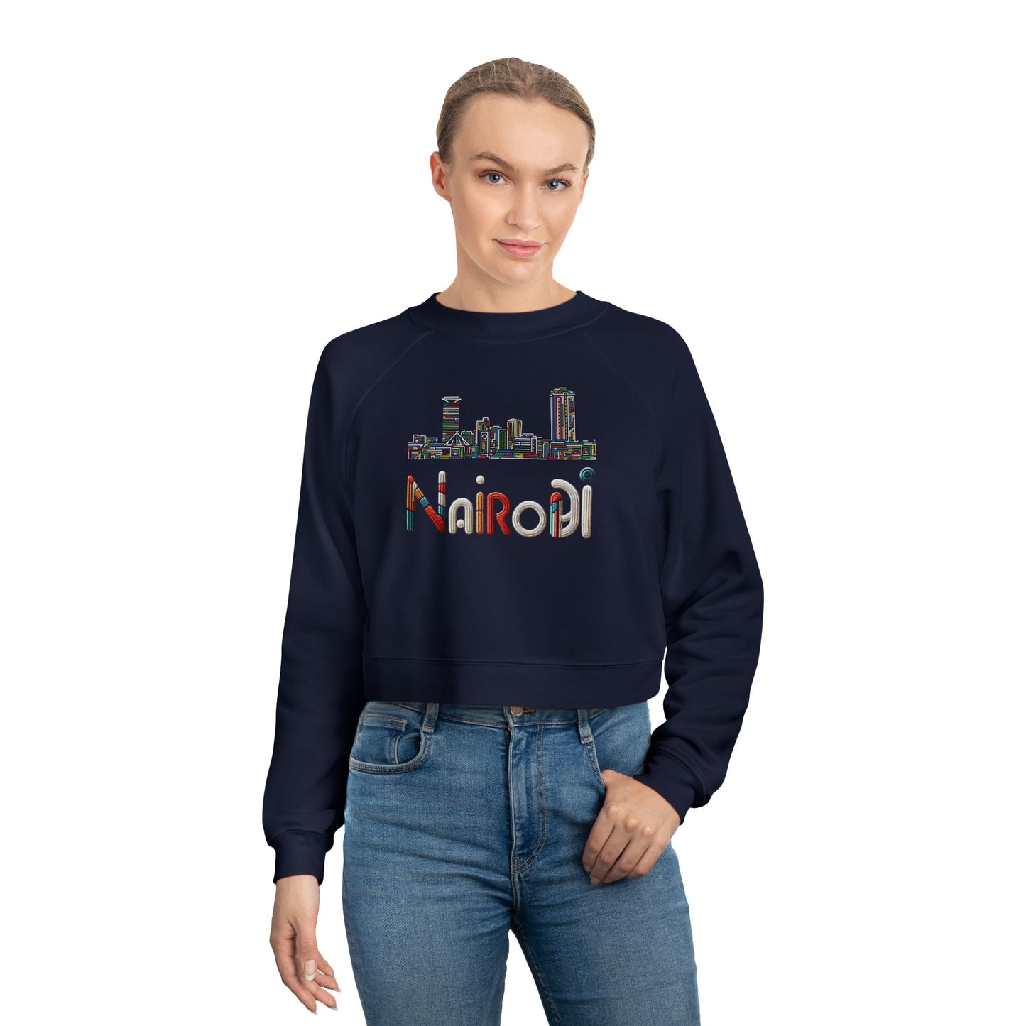 Cropped Fleece Pullover - Nairobi Bead Skyline Design
