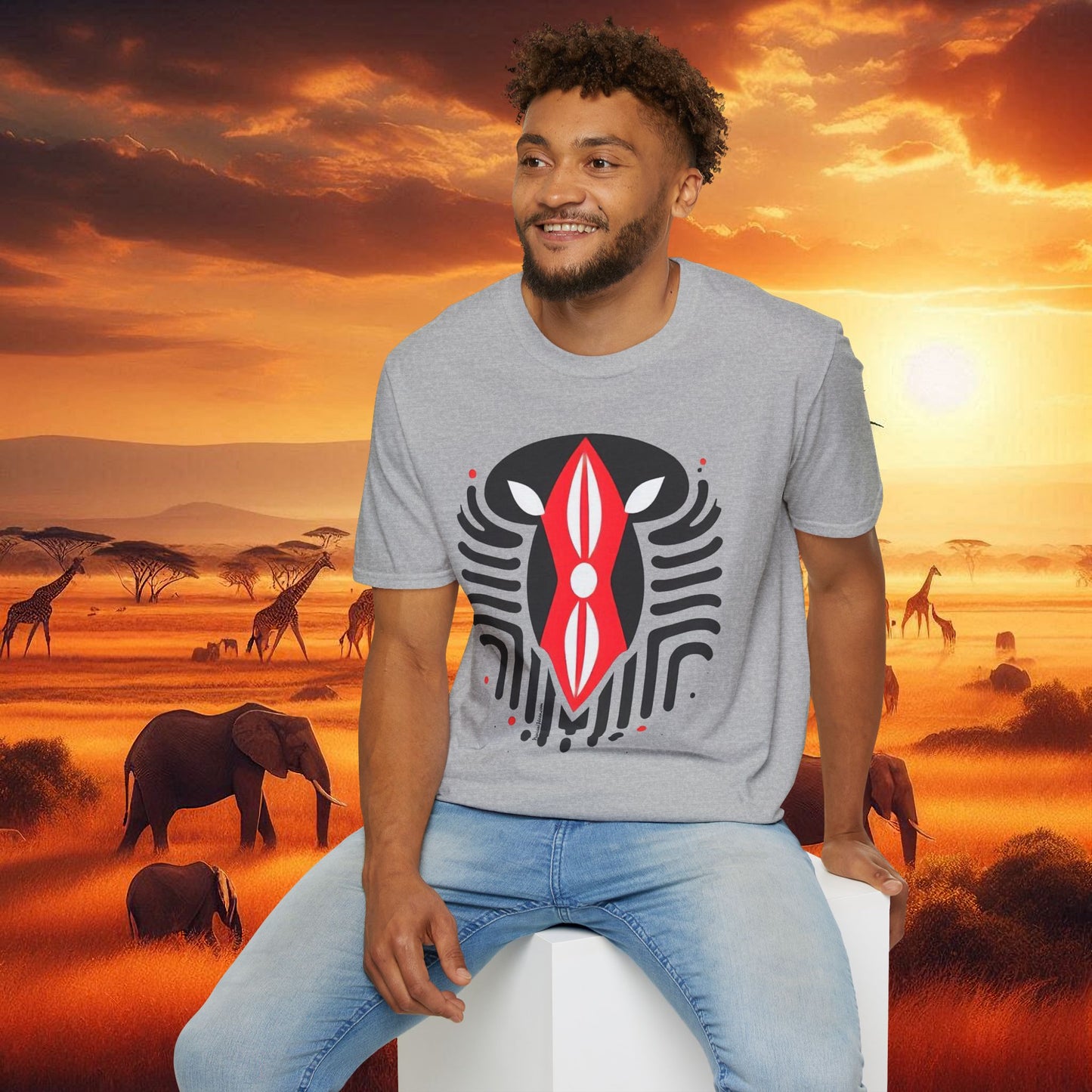 Kenyan Abstract Shield Unisex Softstyle T-Shirt