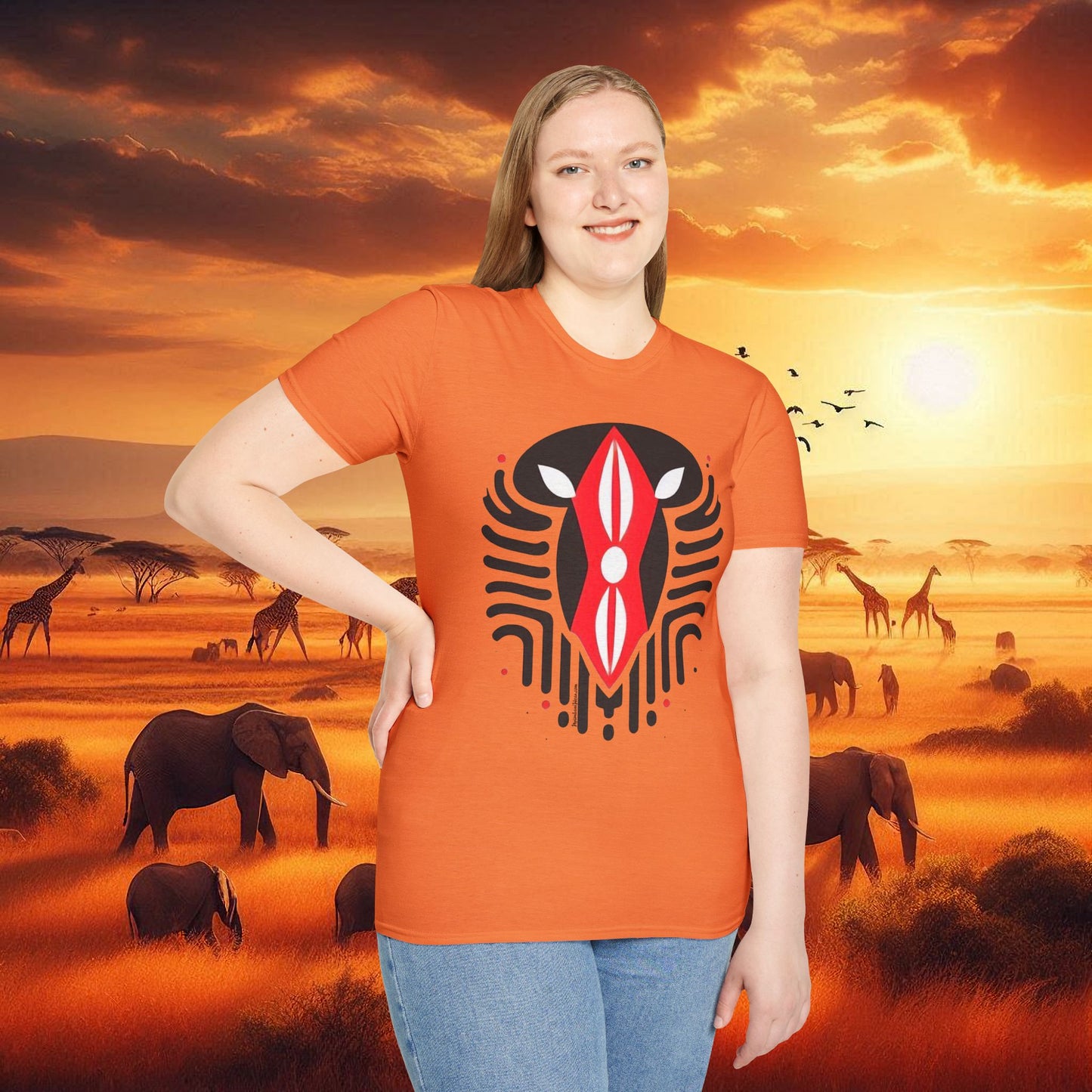 Kenyan Abstract Shield Unisex Softstyle T-Shirt
