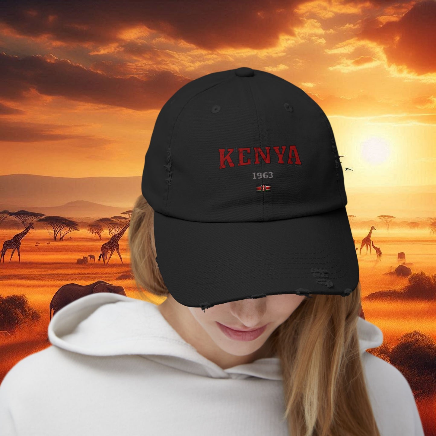 Kenya 1963 Unisex Distressed Cap