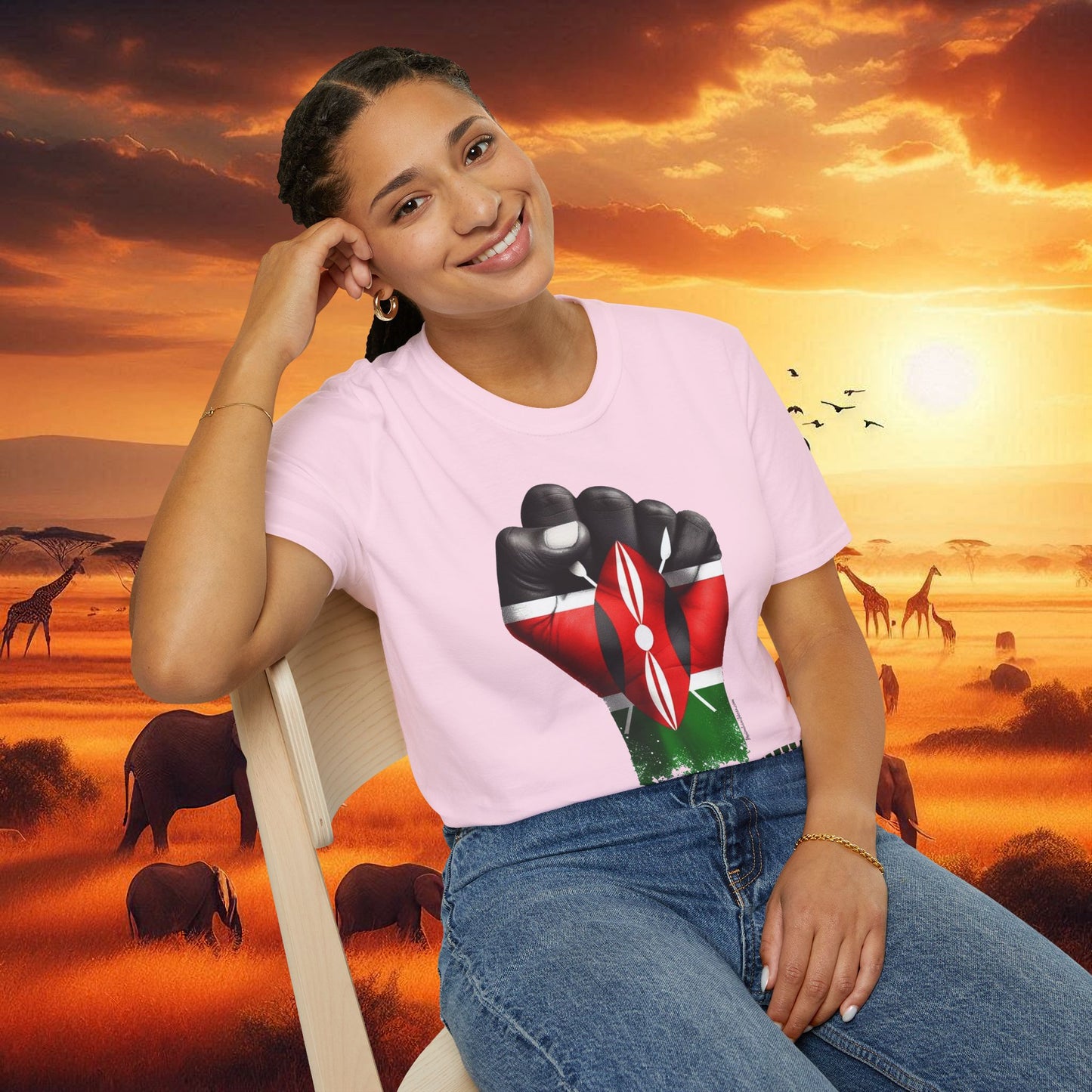 Kenyan Aluta Continua Unisex T-Shirt with Black Fist and Kenyan Flag