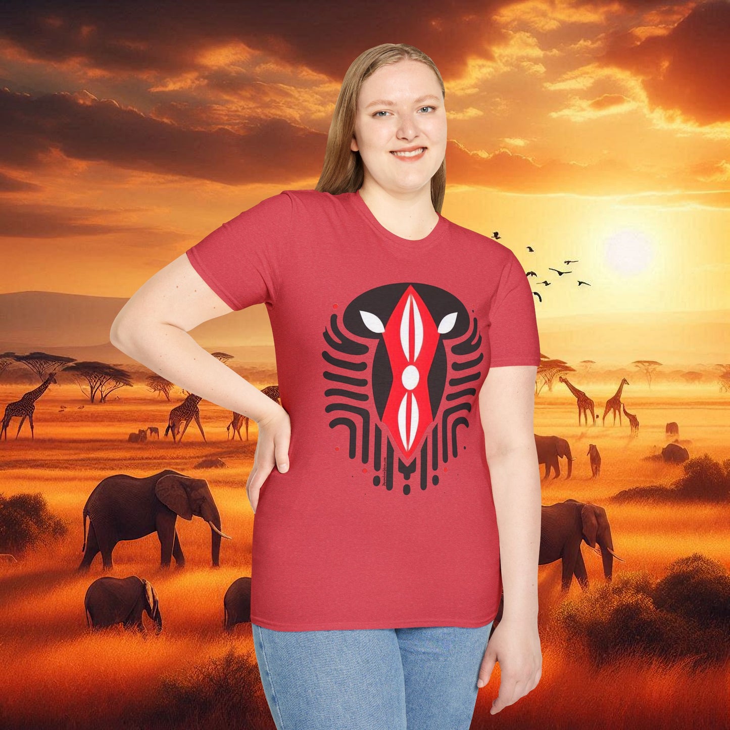Kenyan Abstract Shield Unisex Softstyle T-Shirt