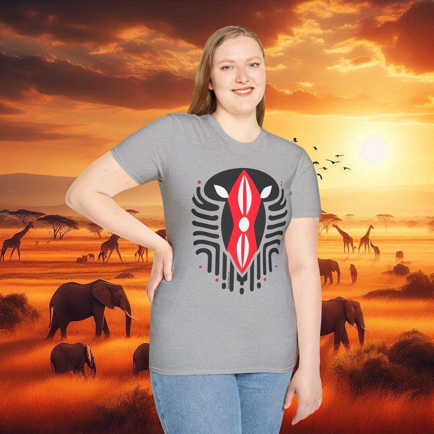 Kenyan Abstract Shield Unisex Softstyle T-Shirt