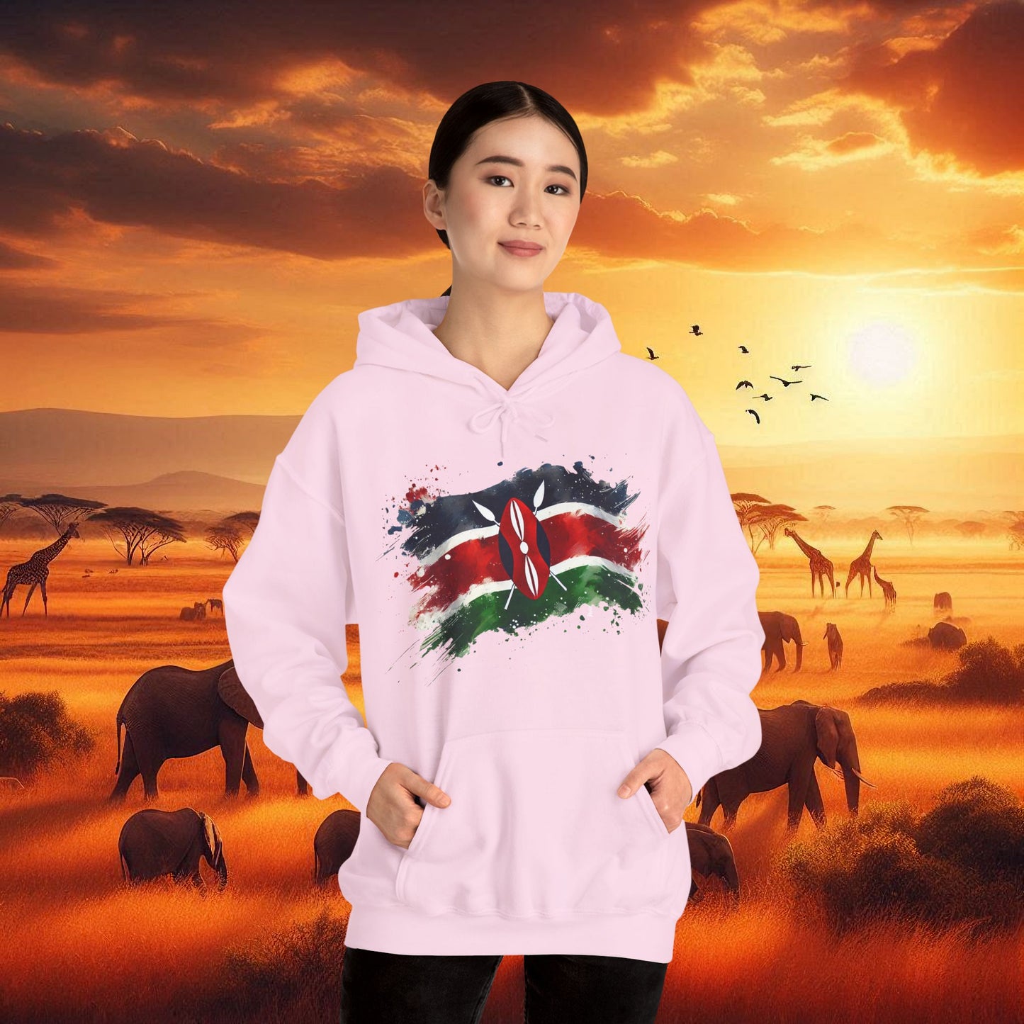 Painted Kenyan Flag Hoodie