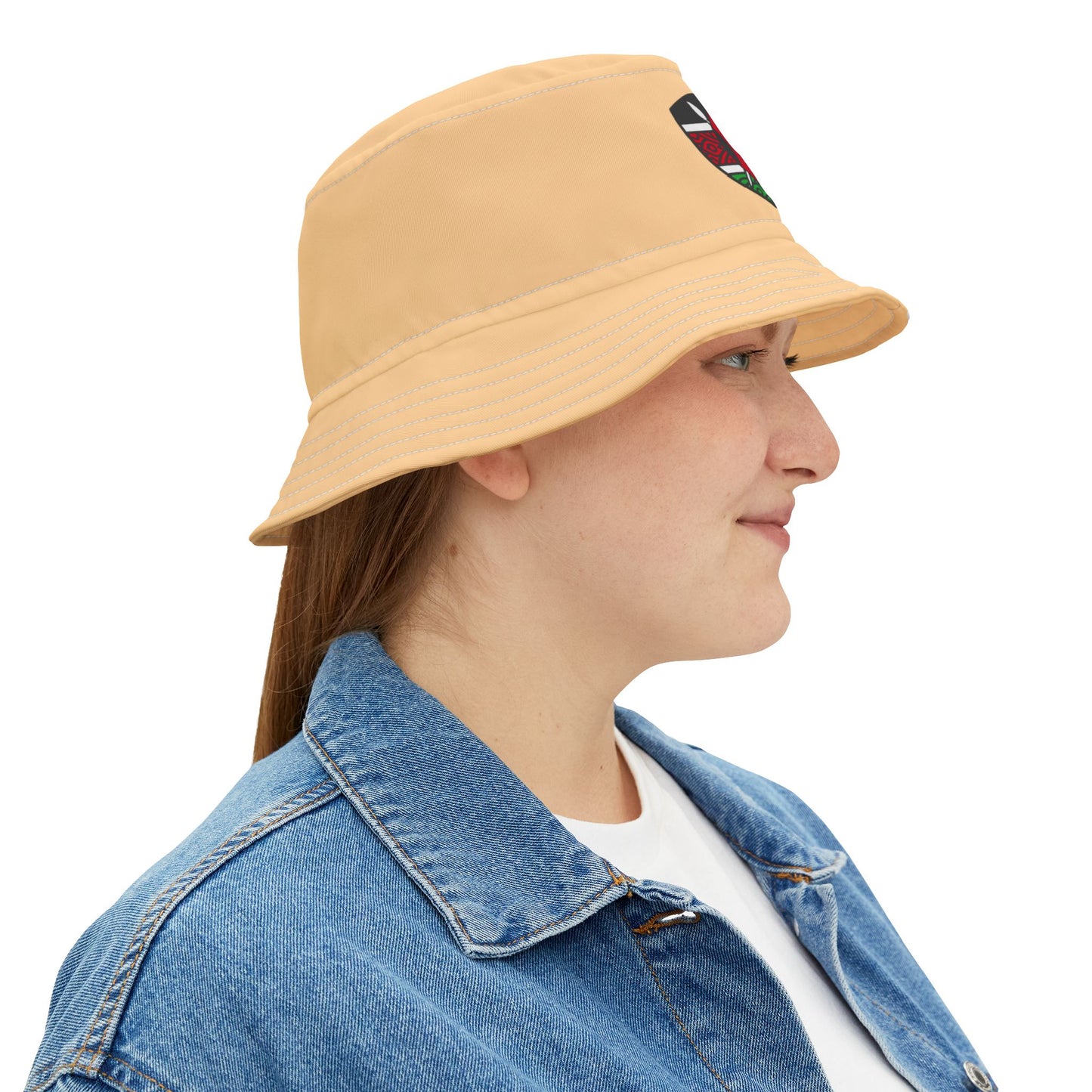 Bucket Hat - Khaki with Kenyan Shield Design