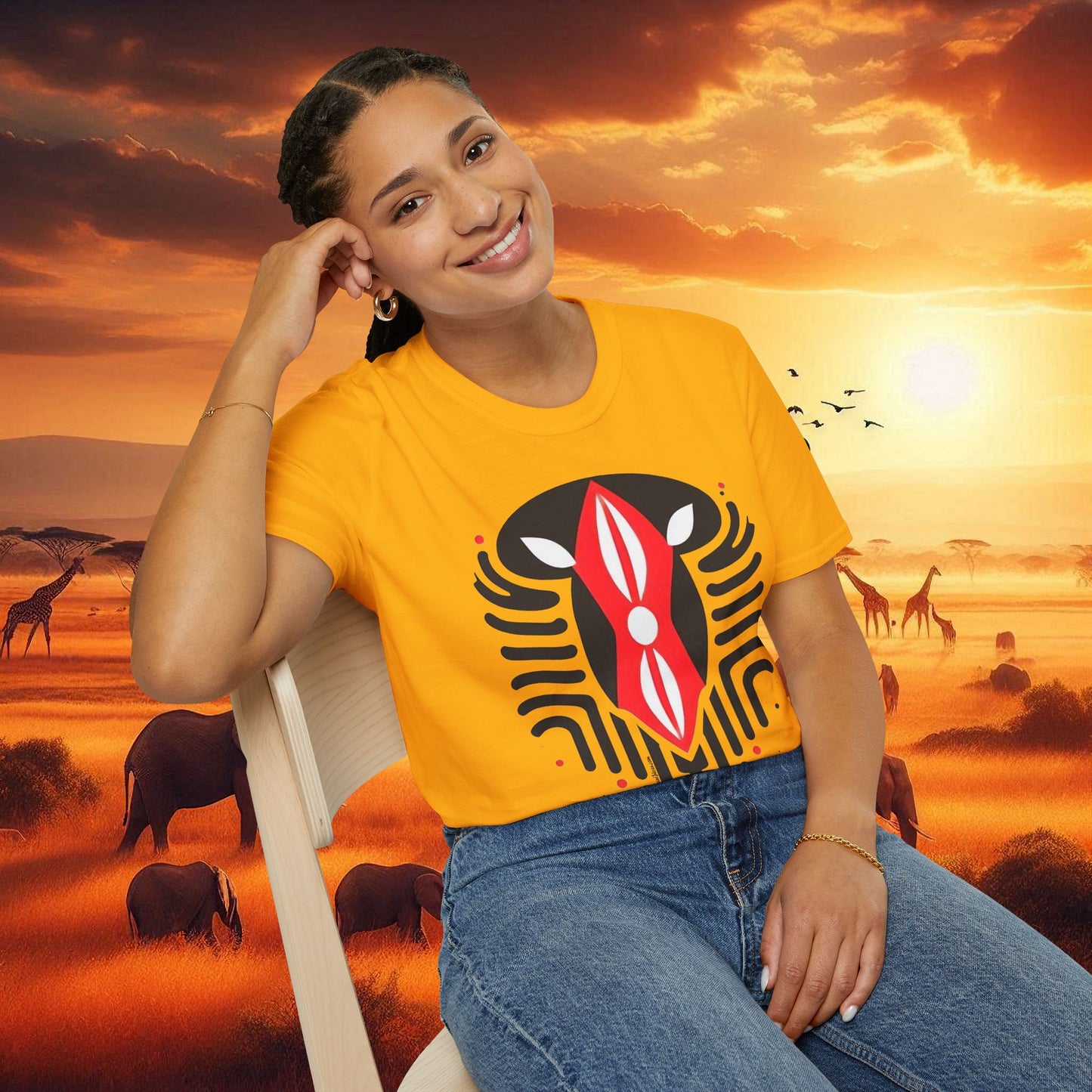 Kenyan Abstract Shield Unisex Softstyle T-Shirt