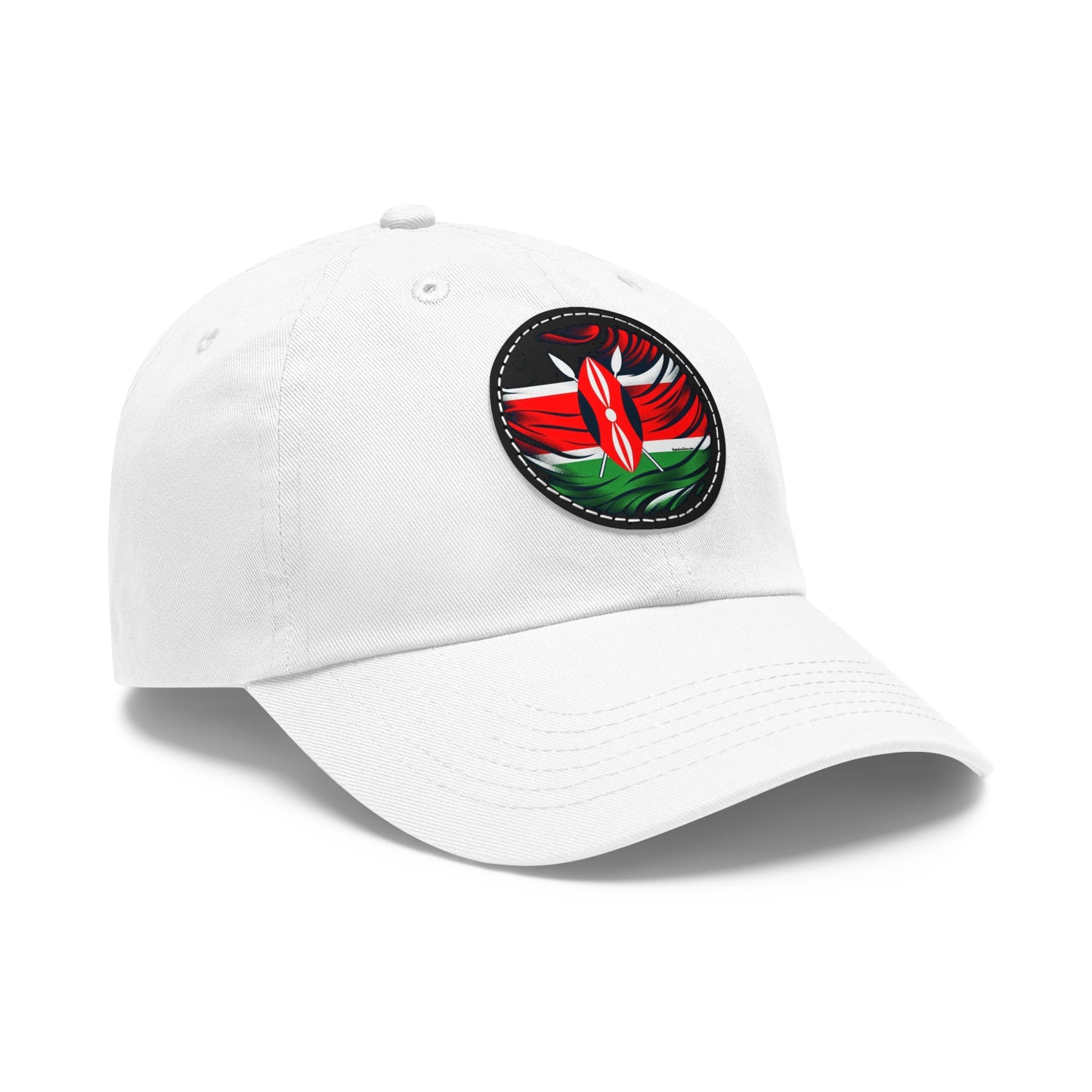 Kenyan Dad Hat with Leather Patch (Round)