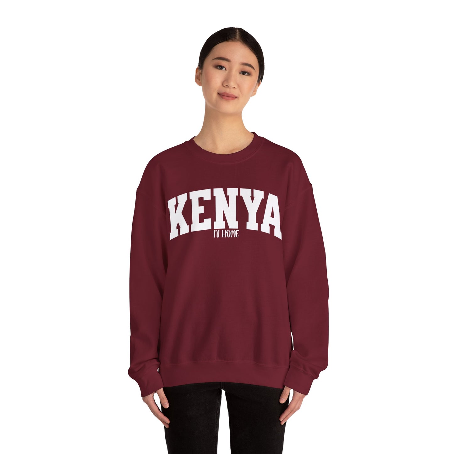 Kenya Ni Home Crewneck Sweatshirt — "Kenya It's Home" Collegiate Pullover