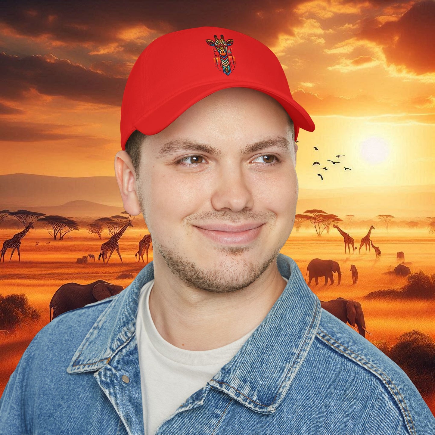 African Bead Design Giraffe Baseball Cap