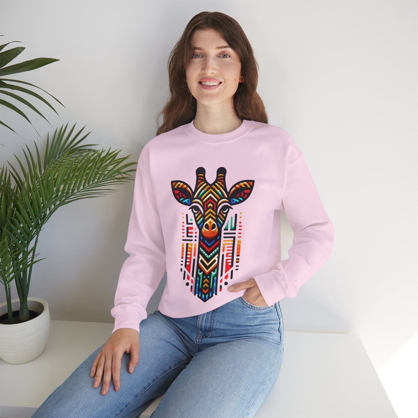 Giraffe African Bead Design Sweatshirt Unisex Heavy Blend™ Crewneck Sweatshirt