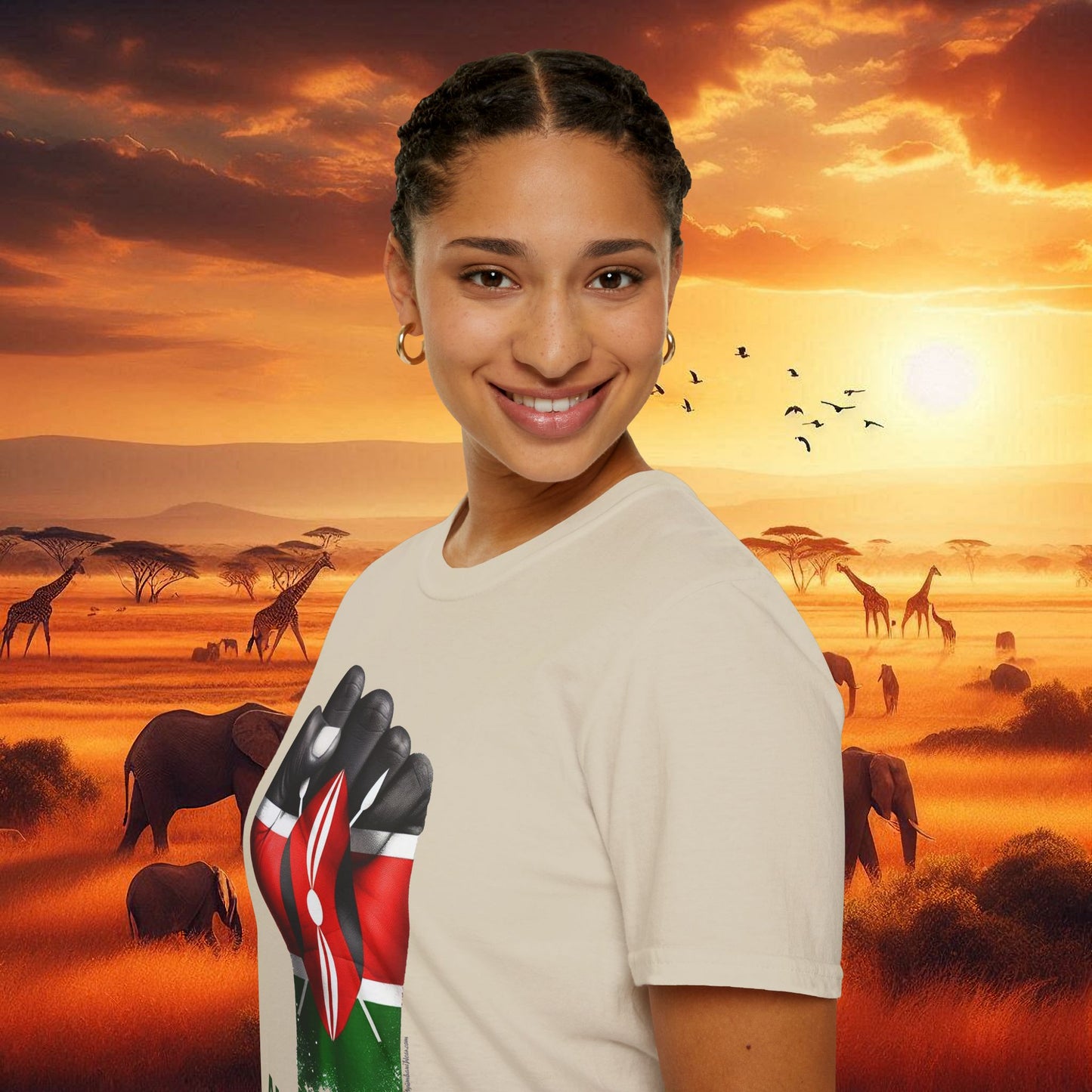 Kenyan Aluta Continua Unisex T-Shirt with Black Fist and Kenyan Flag