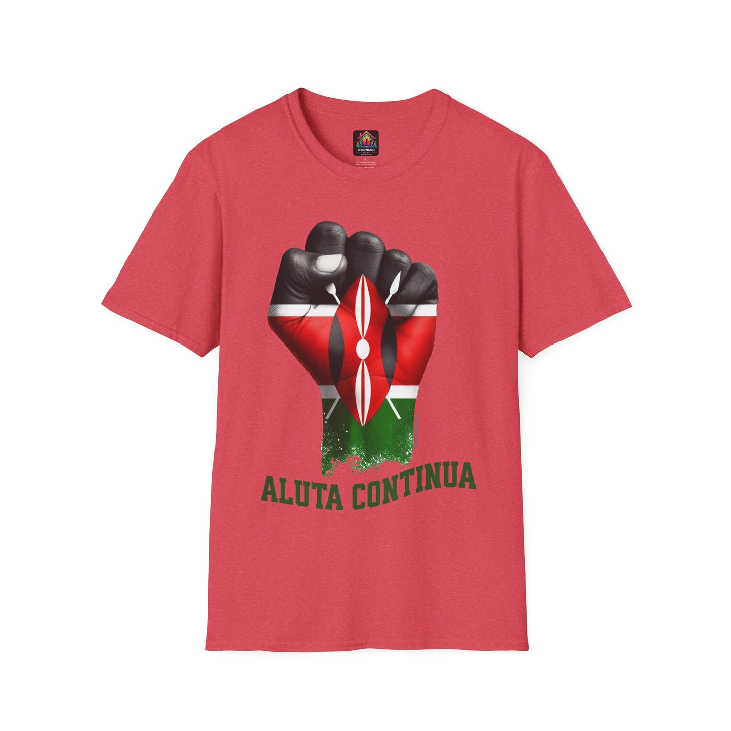 Kenyan Aluta Continua Unisex T-Shirt with Black Fist and Kenyan Flag