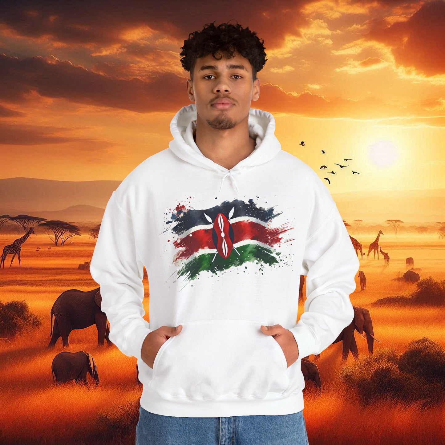 Painted Kenyan Flag Hoodie