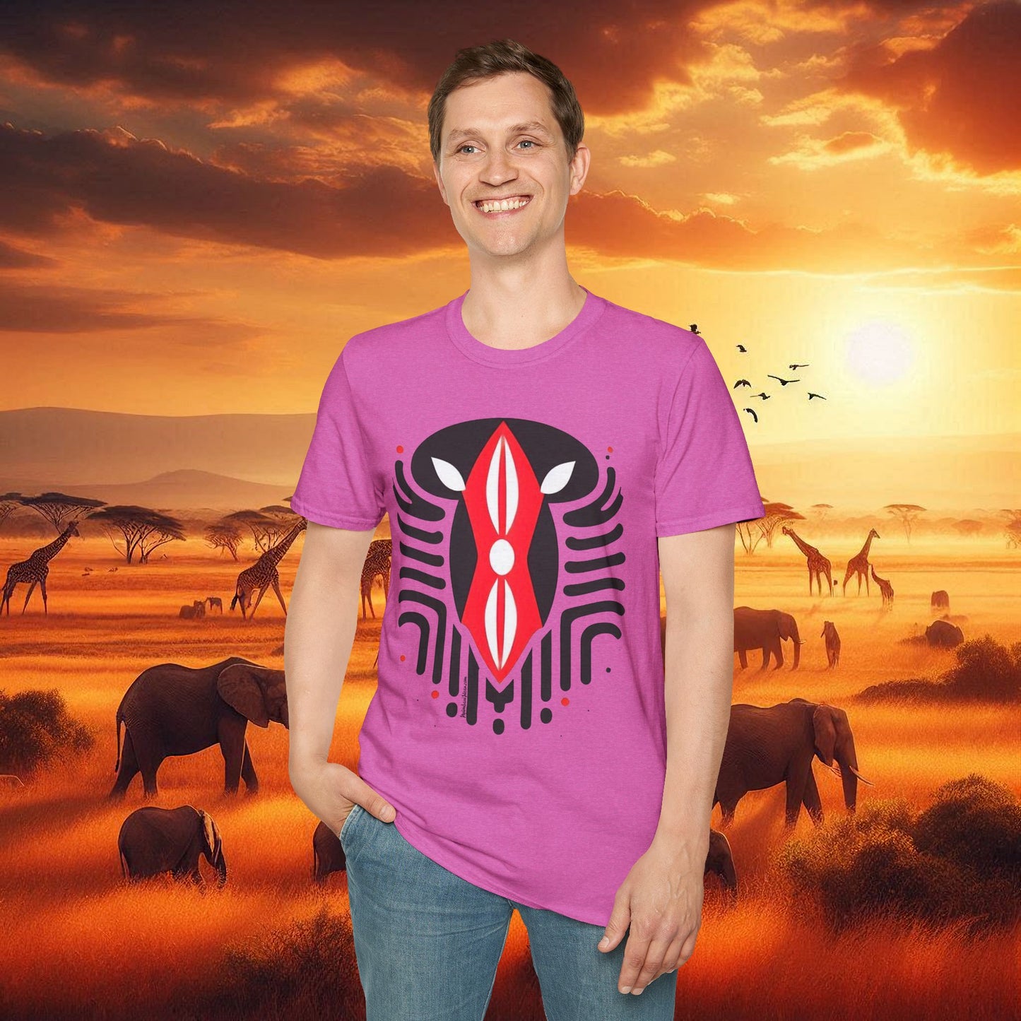 Kenyan Abstract Shield Unisex Softstyle T-Shirt