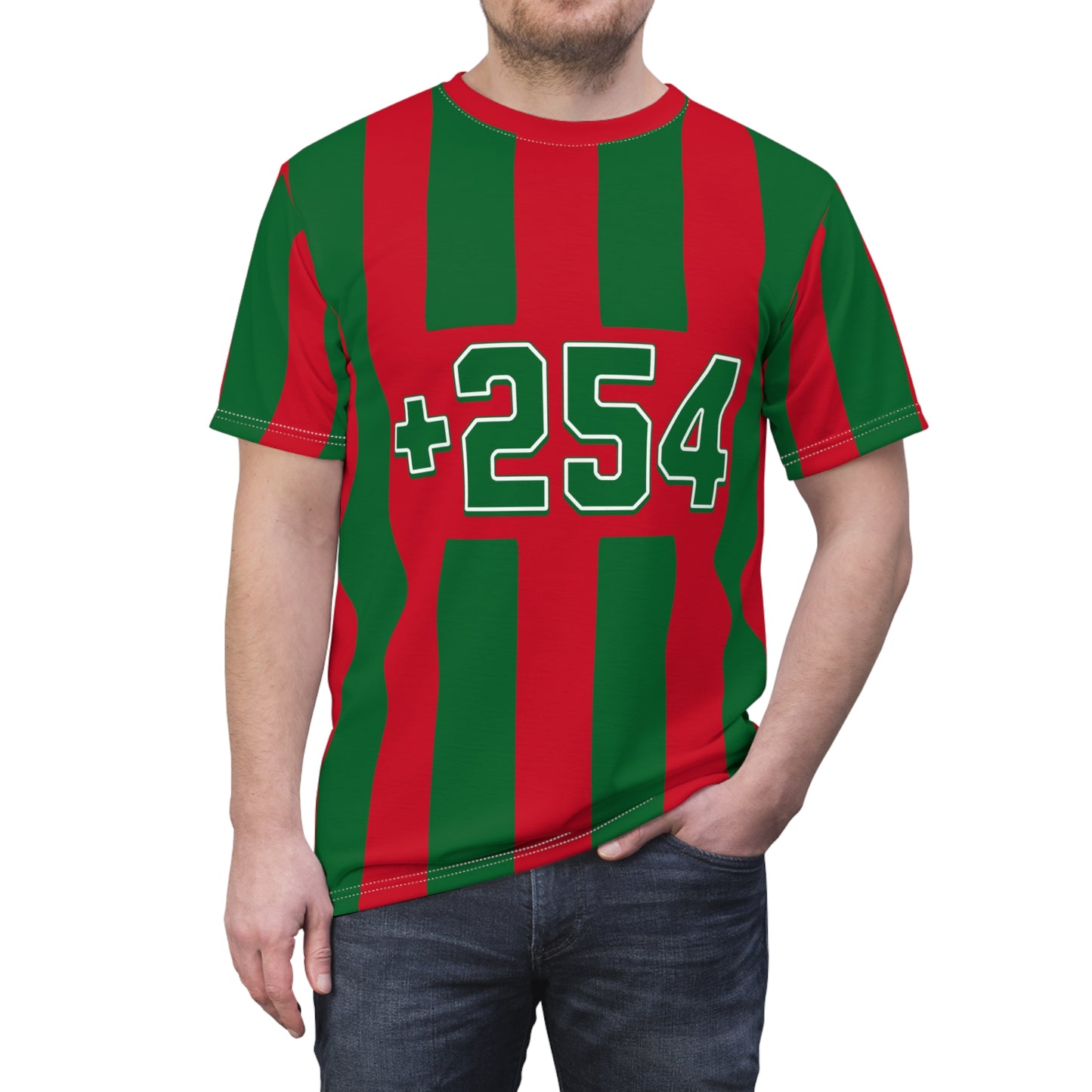 Soccer Jersey Tee - +254 Kenya Striped Design