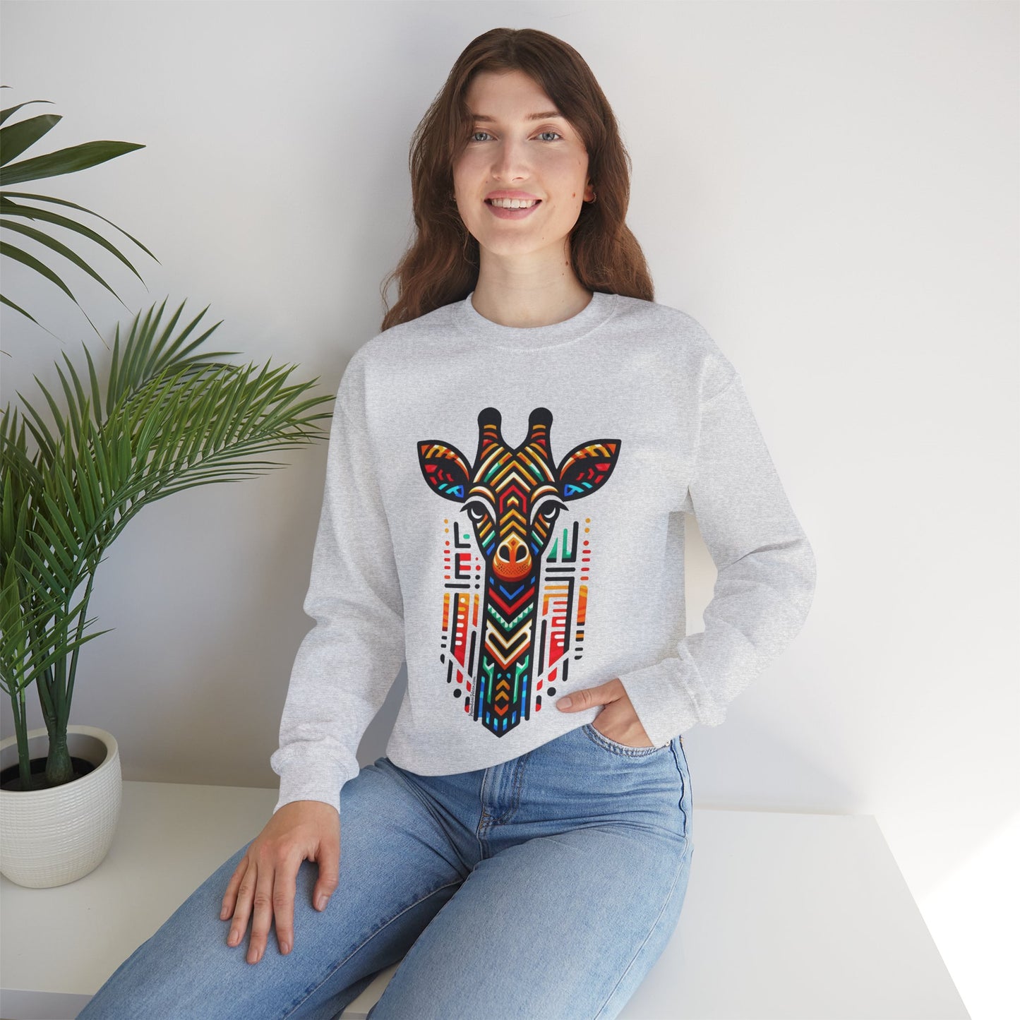 Giraffe African Bead Design Sweatshirt Unisex Heavy Blend™ Crewneck Sweatshirt