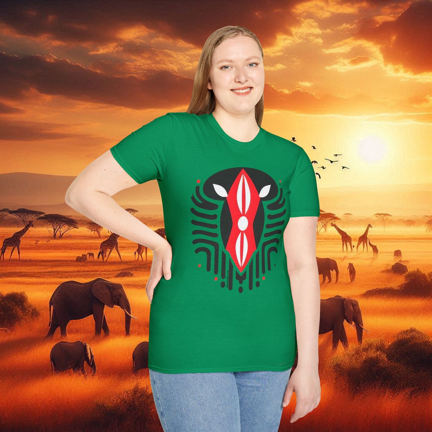 Kenyan Abstract Shield Unisex Softstyle T-Shirt