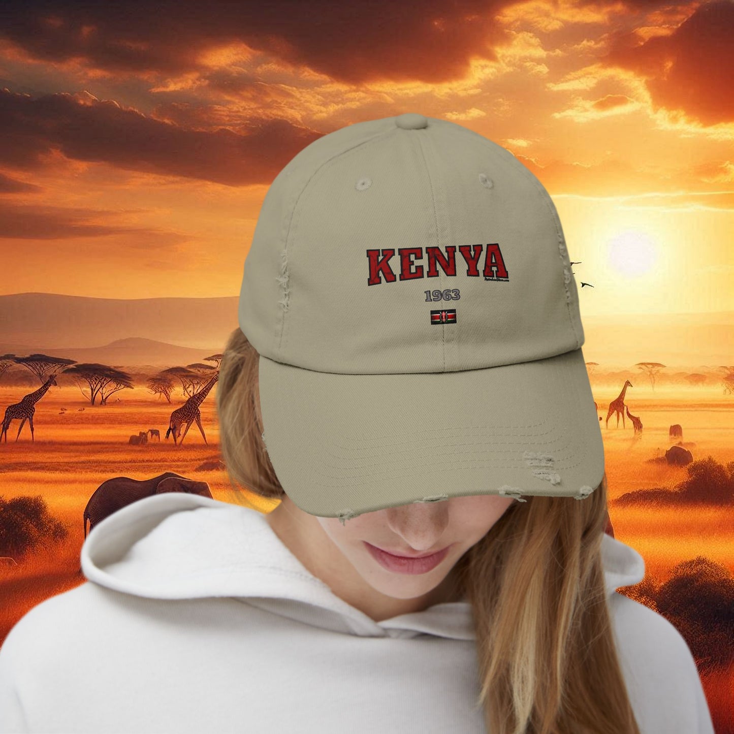Kenya 1963 Unisex Distressed Cap