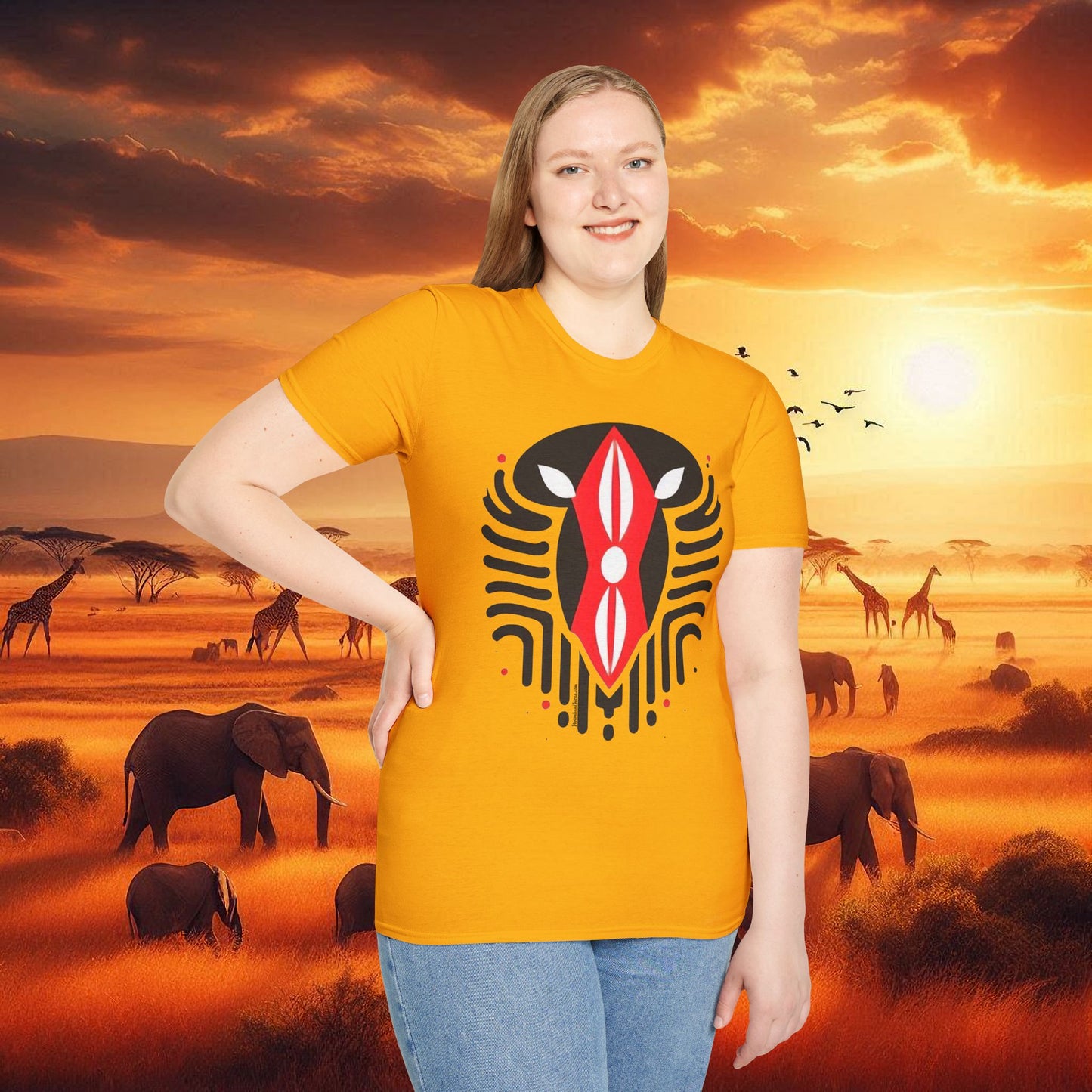 Kenyan Abstract Shield Unisex Softstyle T-Shirt