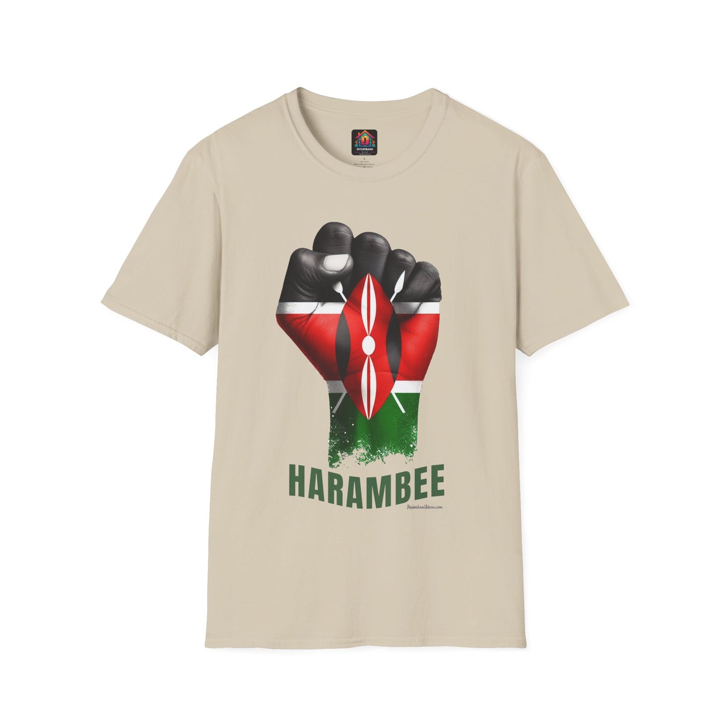Kenyan Harambee Unisex T-Shirt with Black Fist and Kenyan Flag