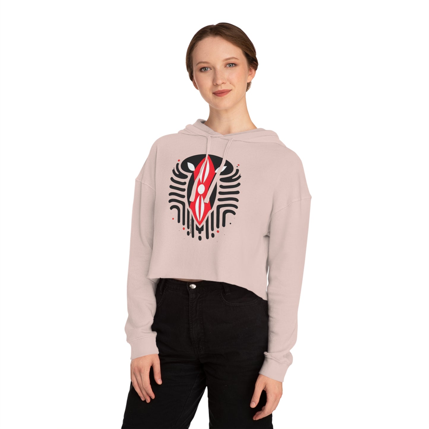 Kenyan Abstract Shield Women’s Cropped Hooded Sweatshirt