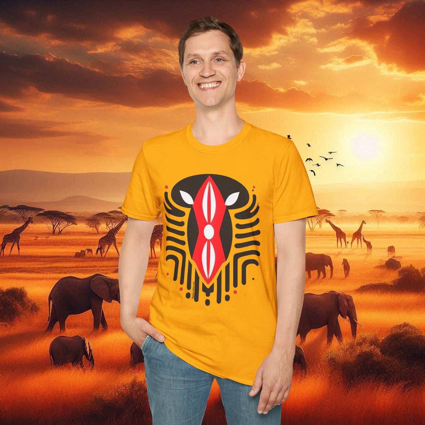 Kenyan Abstract Shield Unisex Softstyle T-Shirt