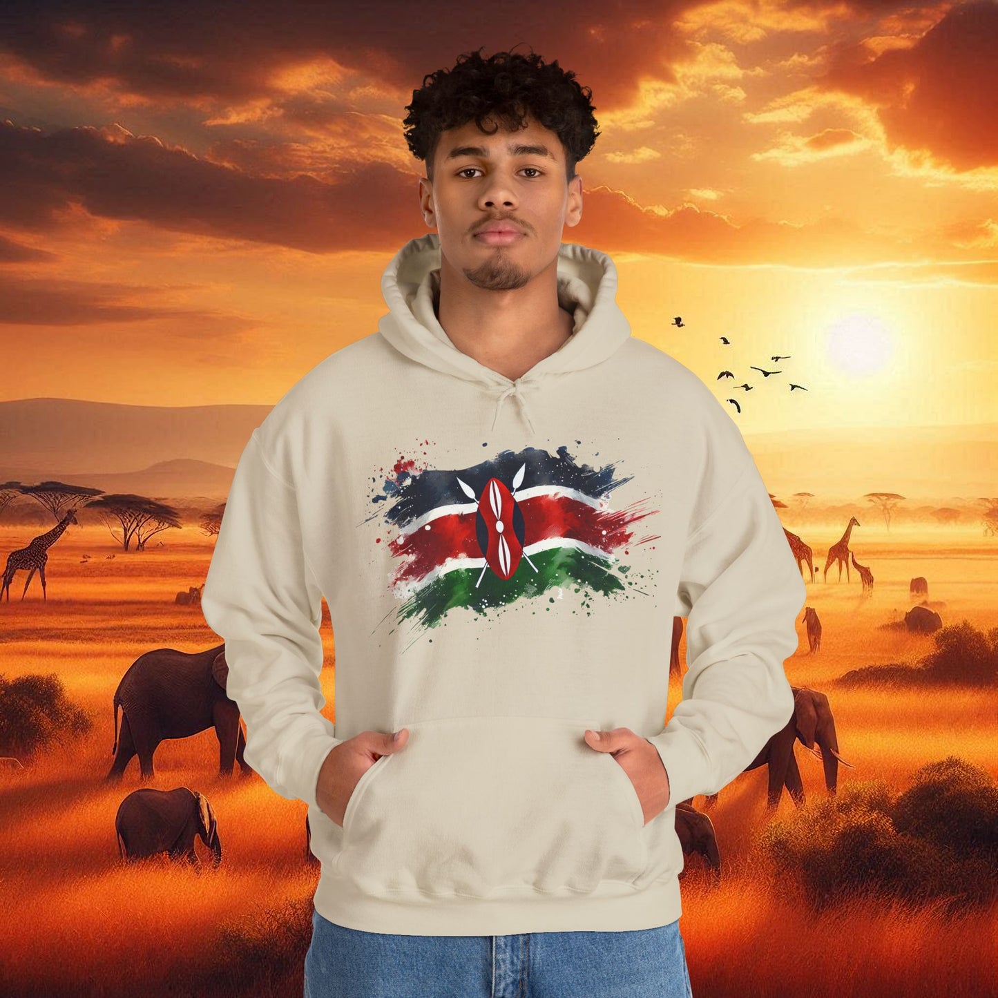 Painted Kenyan Flag Hoodie