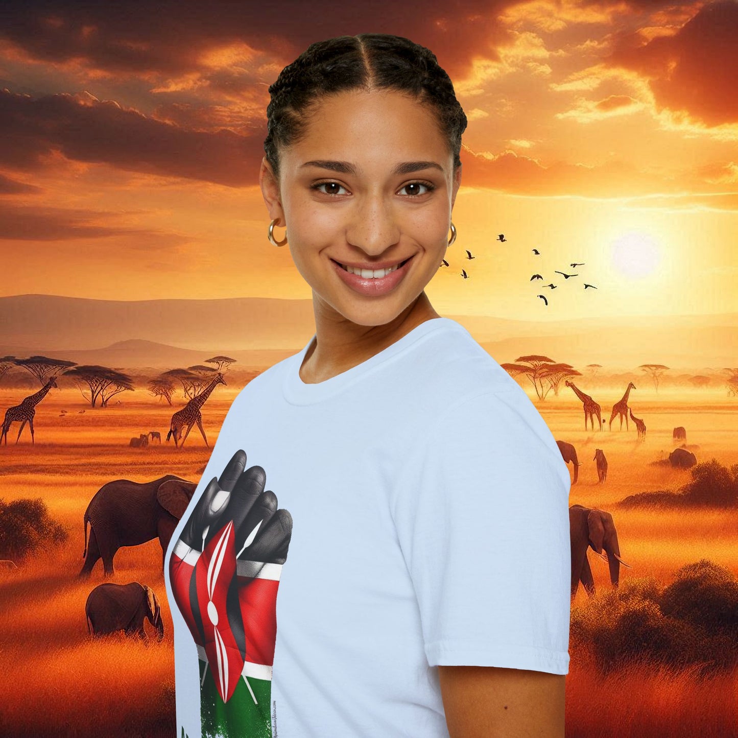 Kenyan Aluta Continua Unisex T-Shirt with Black Fist and Kenyan Flag