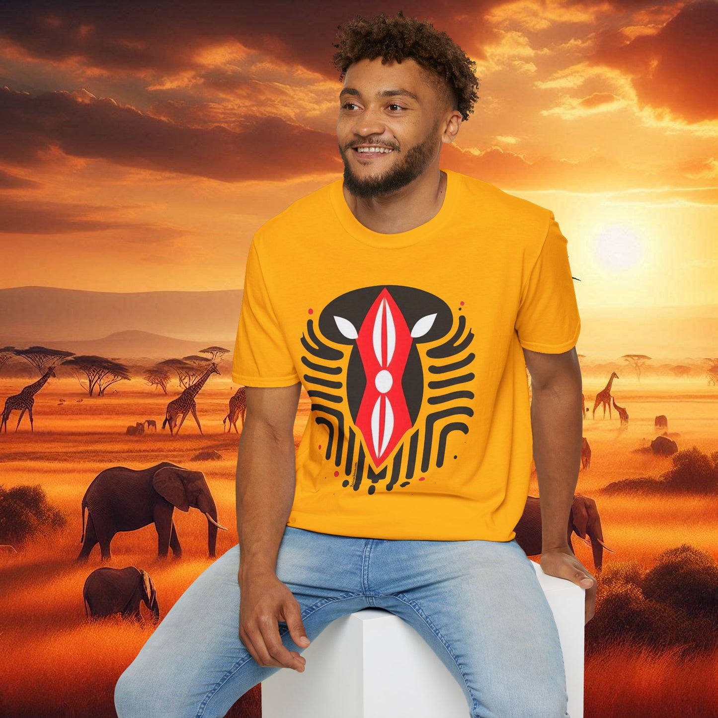 Kenyan Abstract Shield Unisex Softstyle T-Shirt