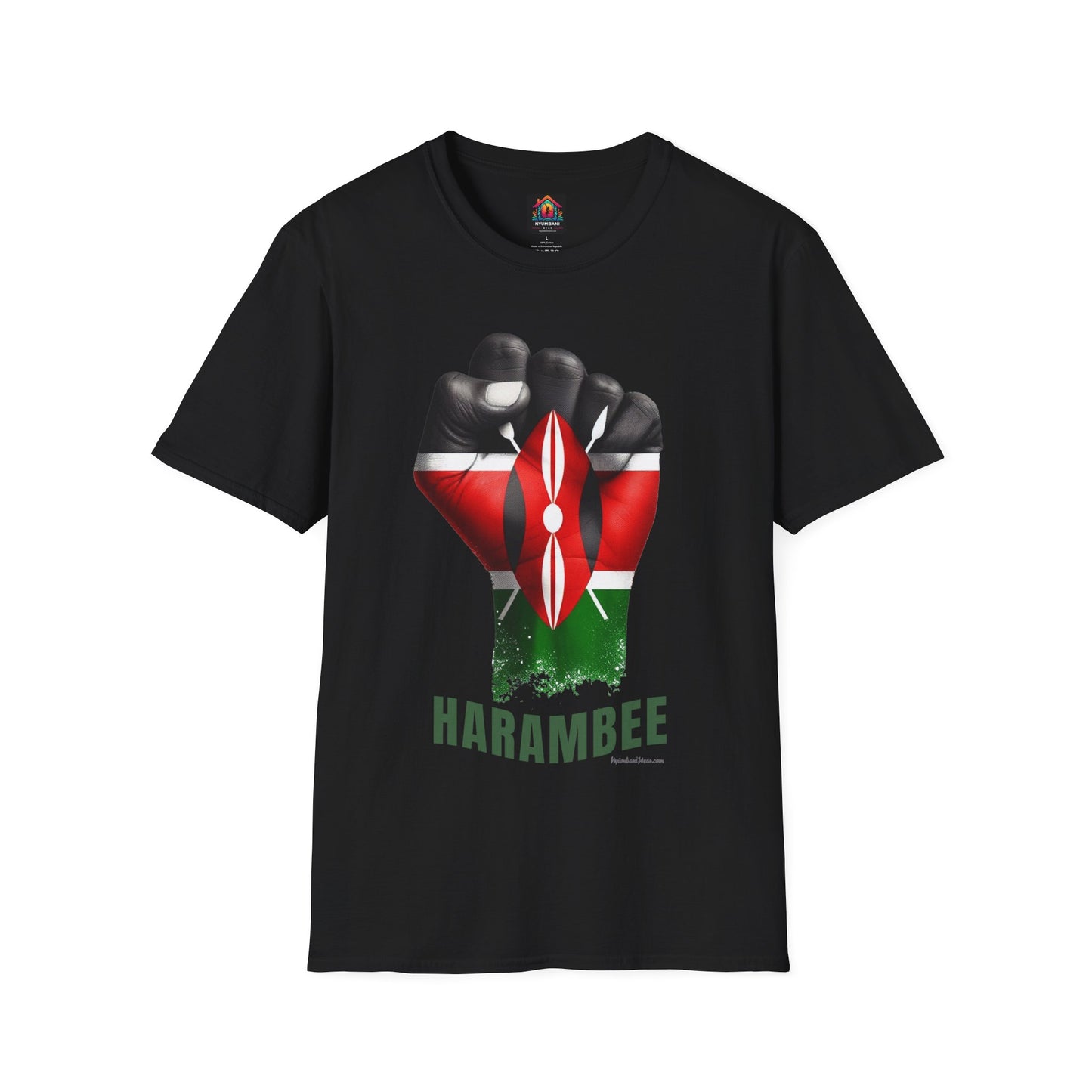 Kenyan Harambee Unisex T-Shirt with Black Fist and Kenyan Flag