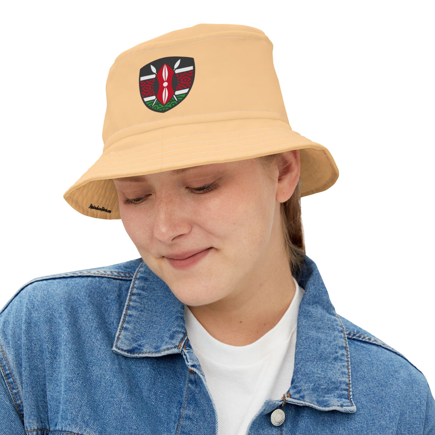 Bucket Hat - Khaki with Kenyan Shield Design