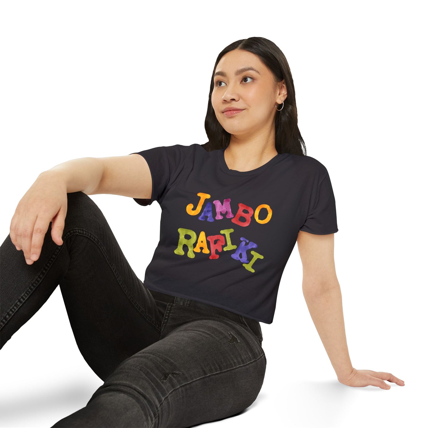 Women's Festival Crop Top - Jambo Rafiki Fun & Vibrant T-Shirt for Celebrations