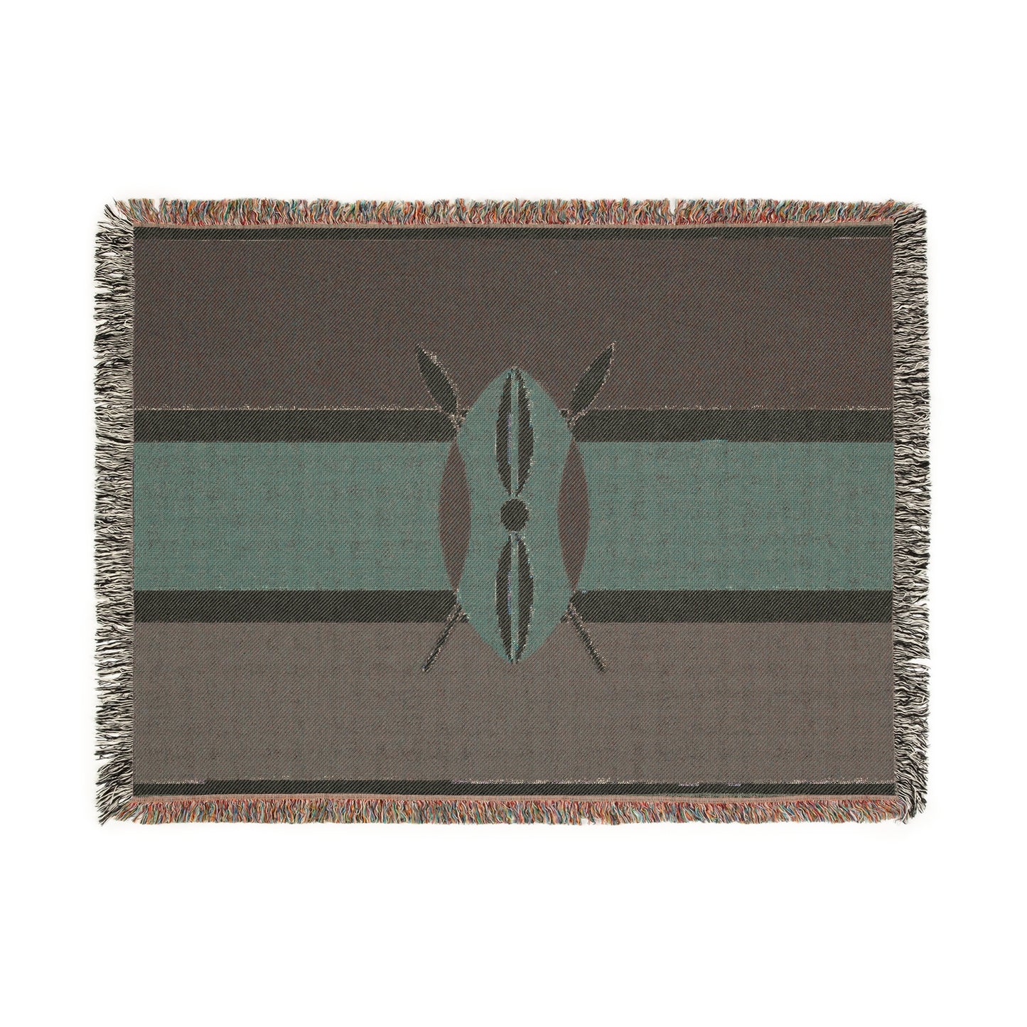 African Shield Woven Blanket — Tribal Pattern Throw for Living Room, Camping & Cultural Gifts