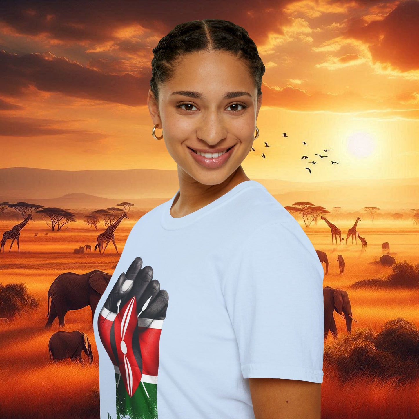 Kenyan Harambee Unisex T-Shirt with Black Fist and Kenyan Flag