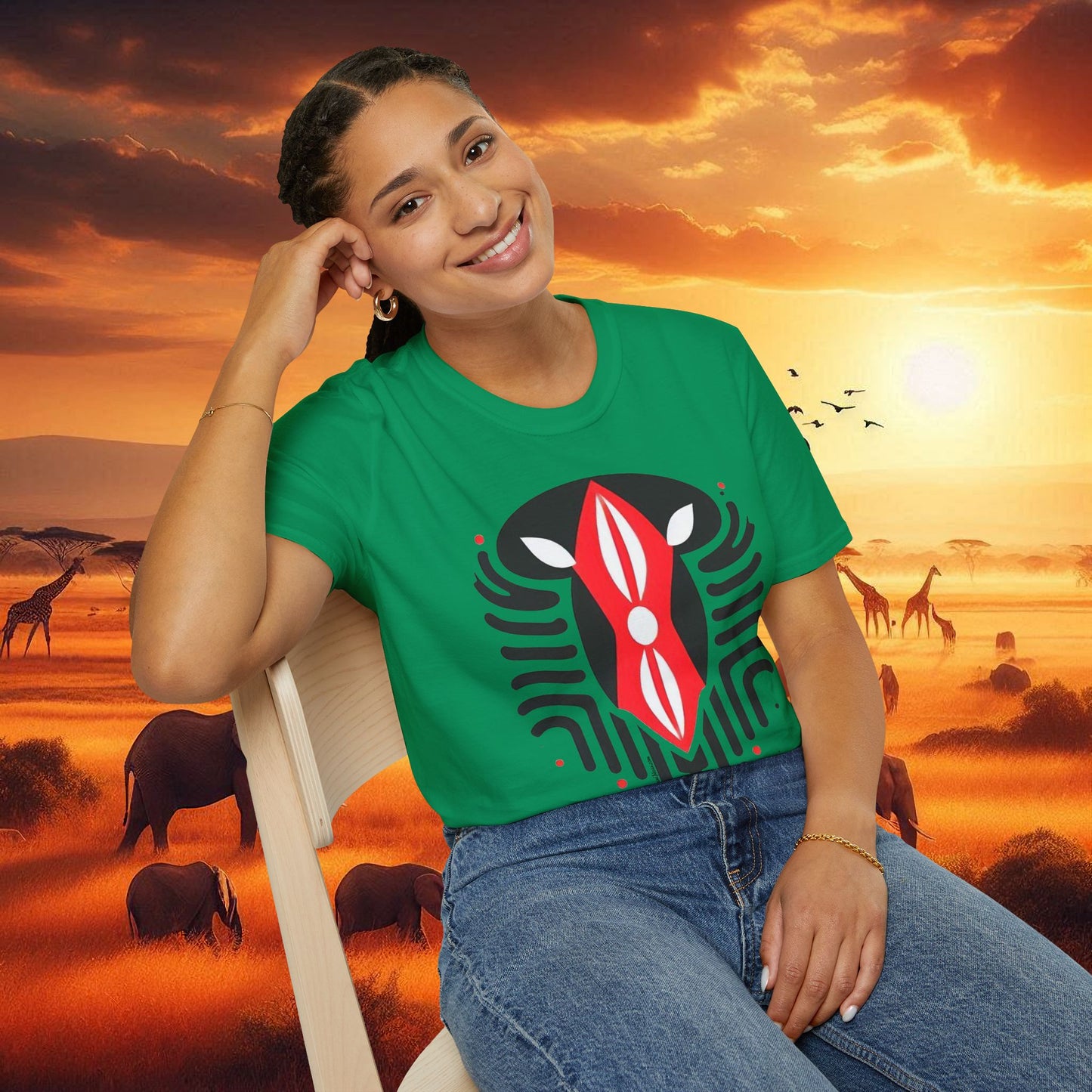 Kenyan Abstract Shield Unisex Softstyle T-Shirt