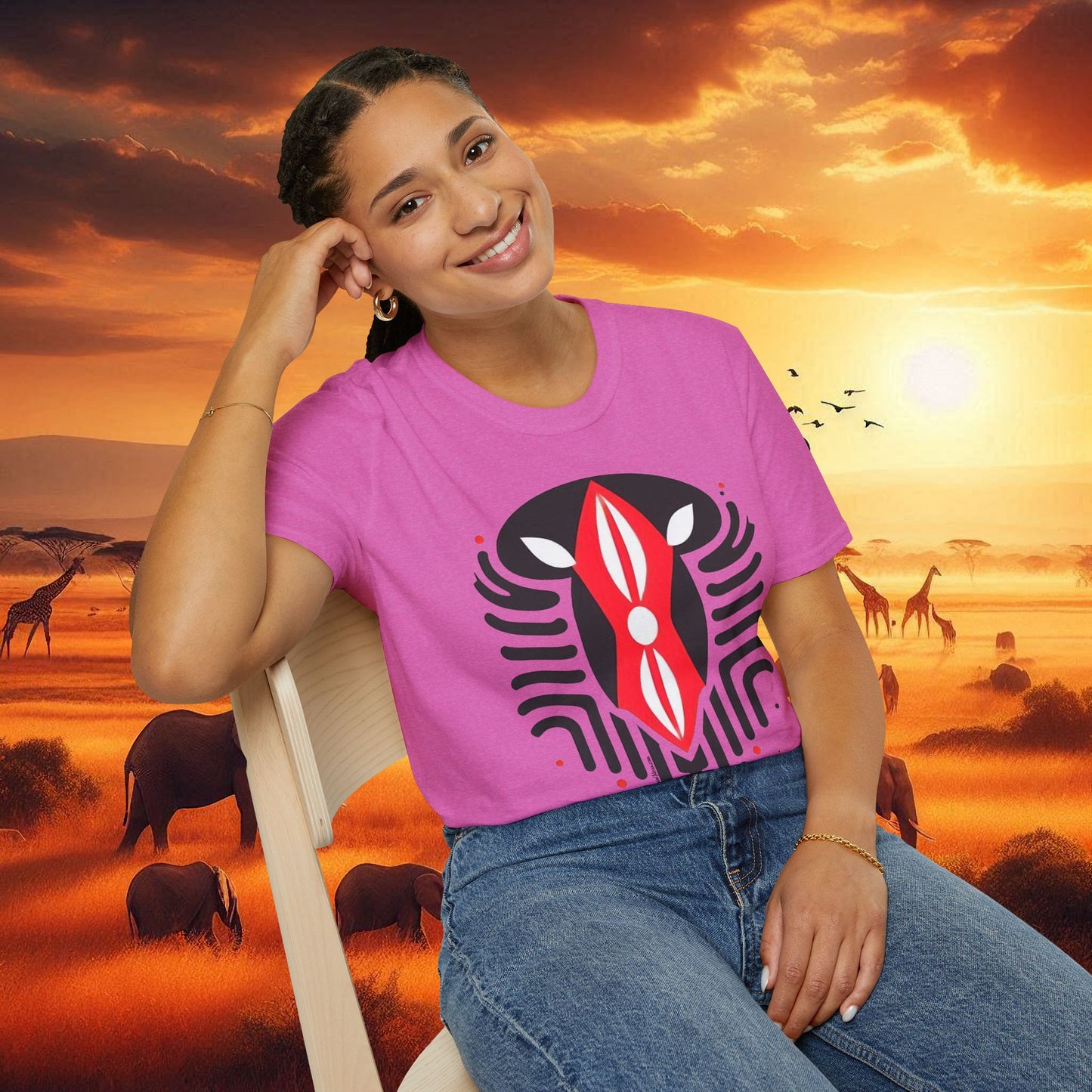 Kenyan Abstract Shield Unisex Softstyle T-Shirt