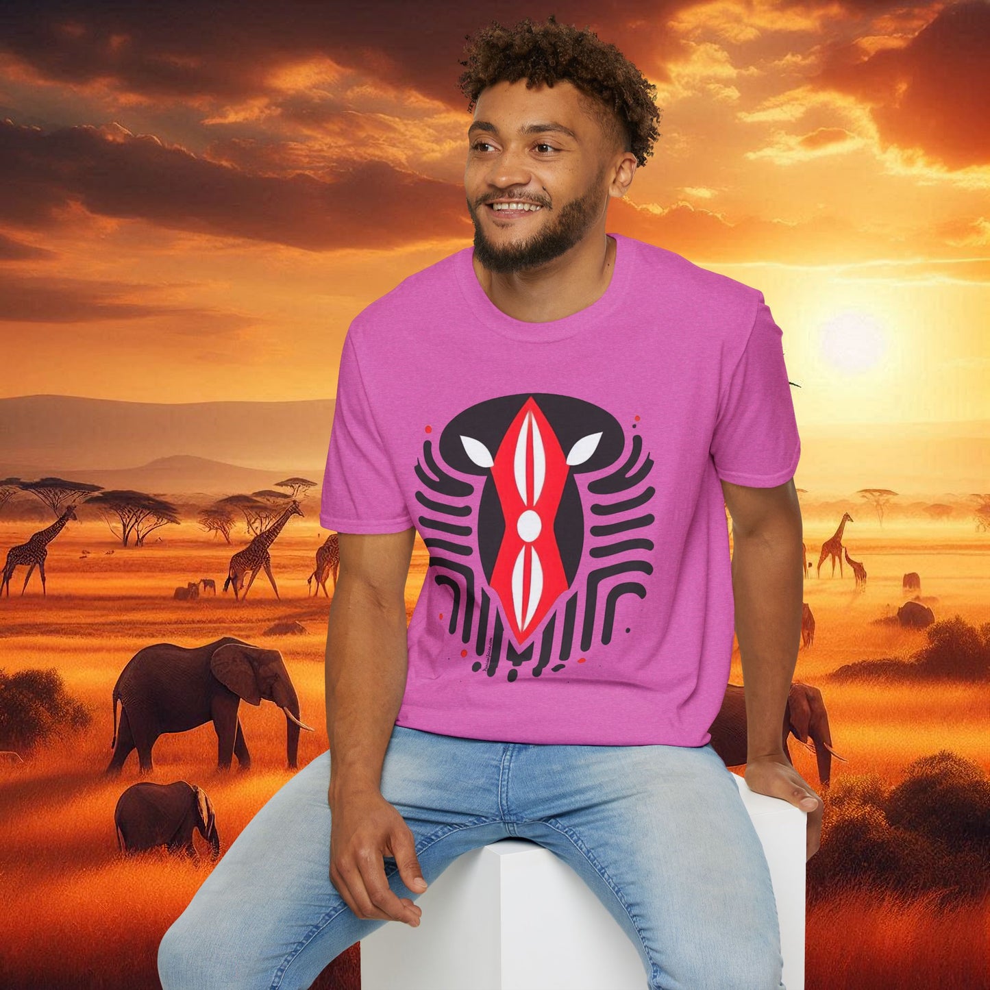 Kenyan Abstract Shield Unisex Softstyle T-Shirt
