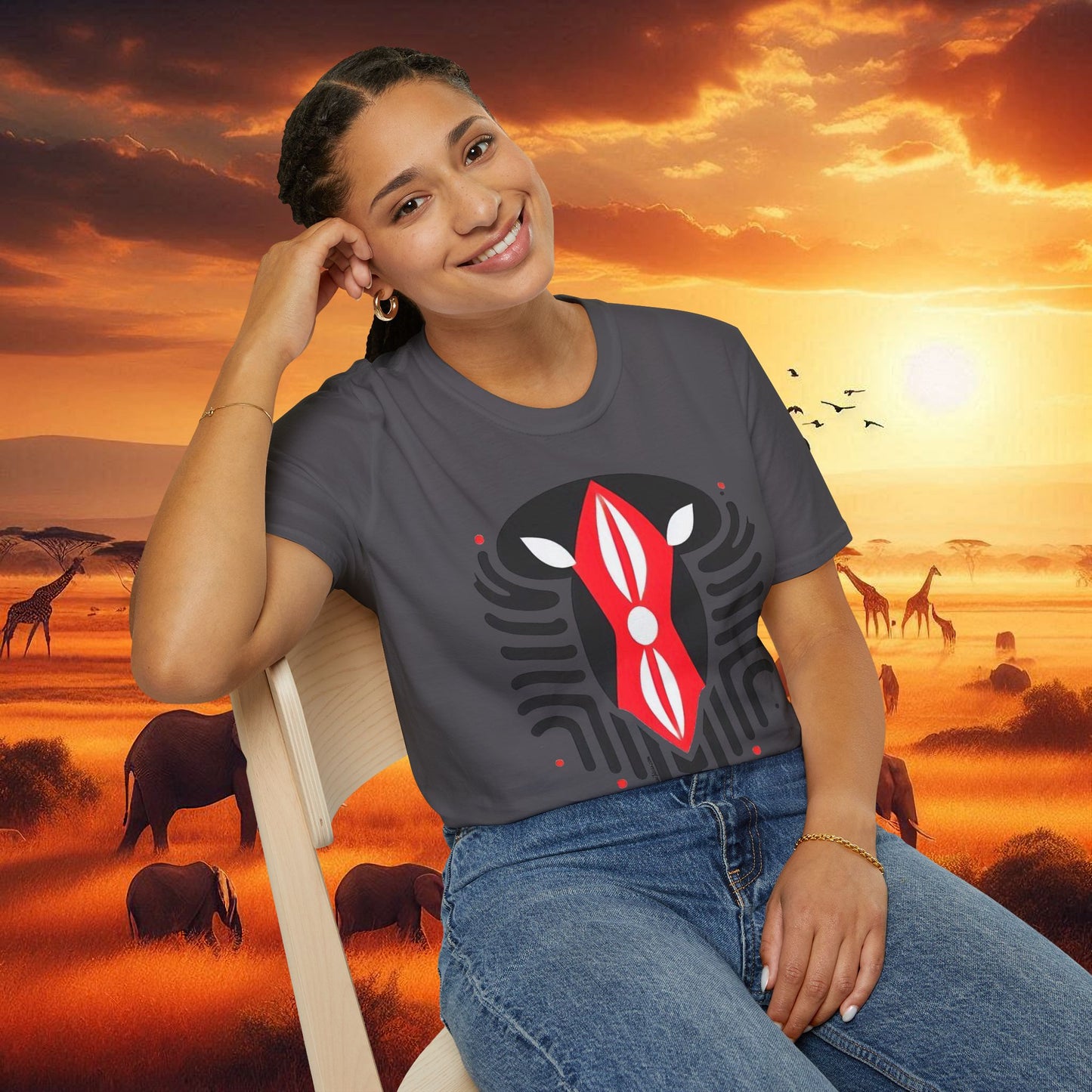 Kenyan Abstract Shield Unisex Softstyle T-Shirt