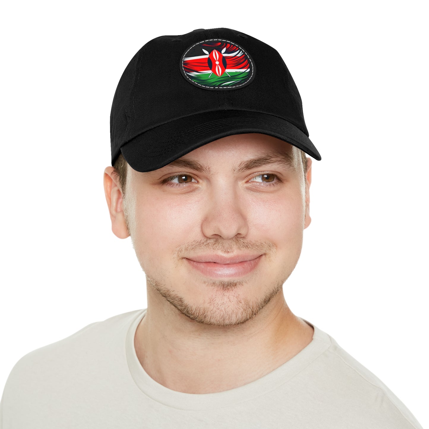Kenyan Dad Hat with Leather Patch (Round)