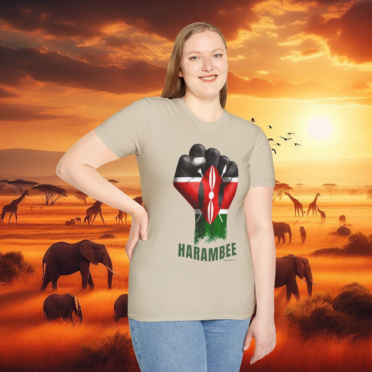 Kenyan Harambee Unisex T-Shirt with Black Fist and Kenyan Flag