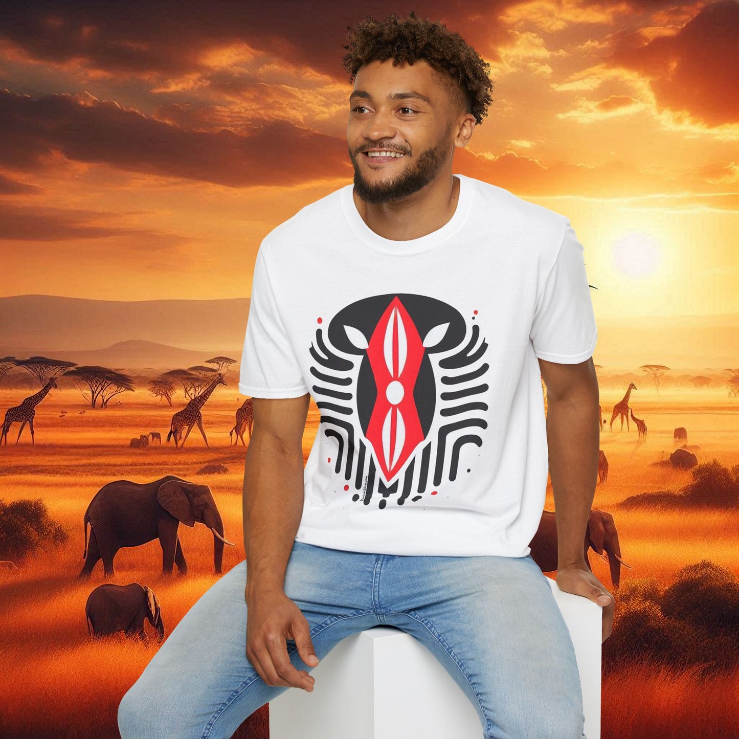 Kenyan Abstract Shield Unisex Softstyle T-Shirt