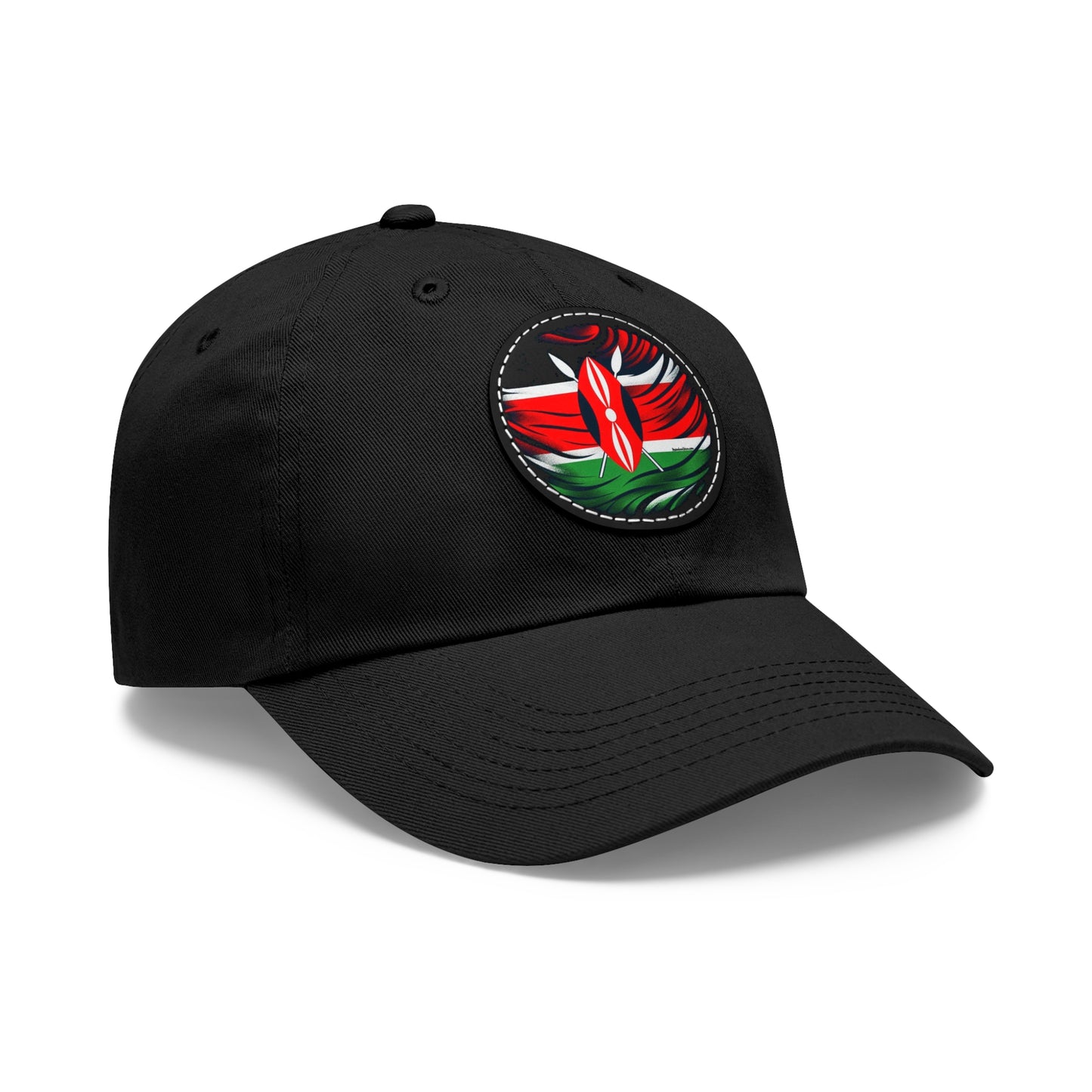 Kenyan Dad Hat with Leather Patch (Round)