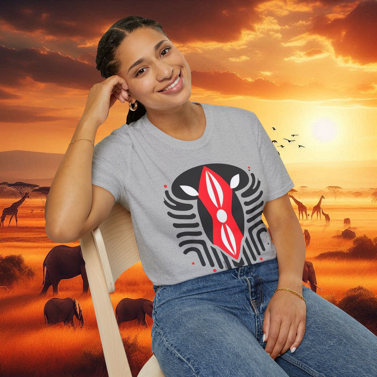 Kenyan Abstract Shield Unisex Softstyle T-Shirt