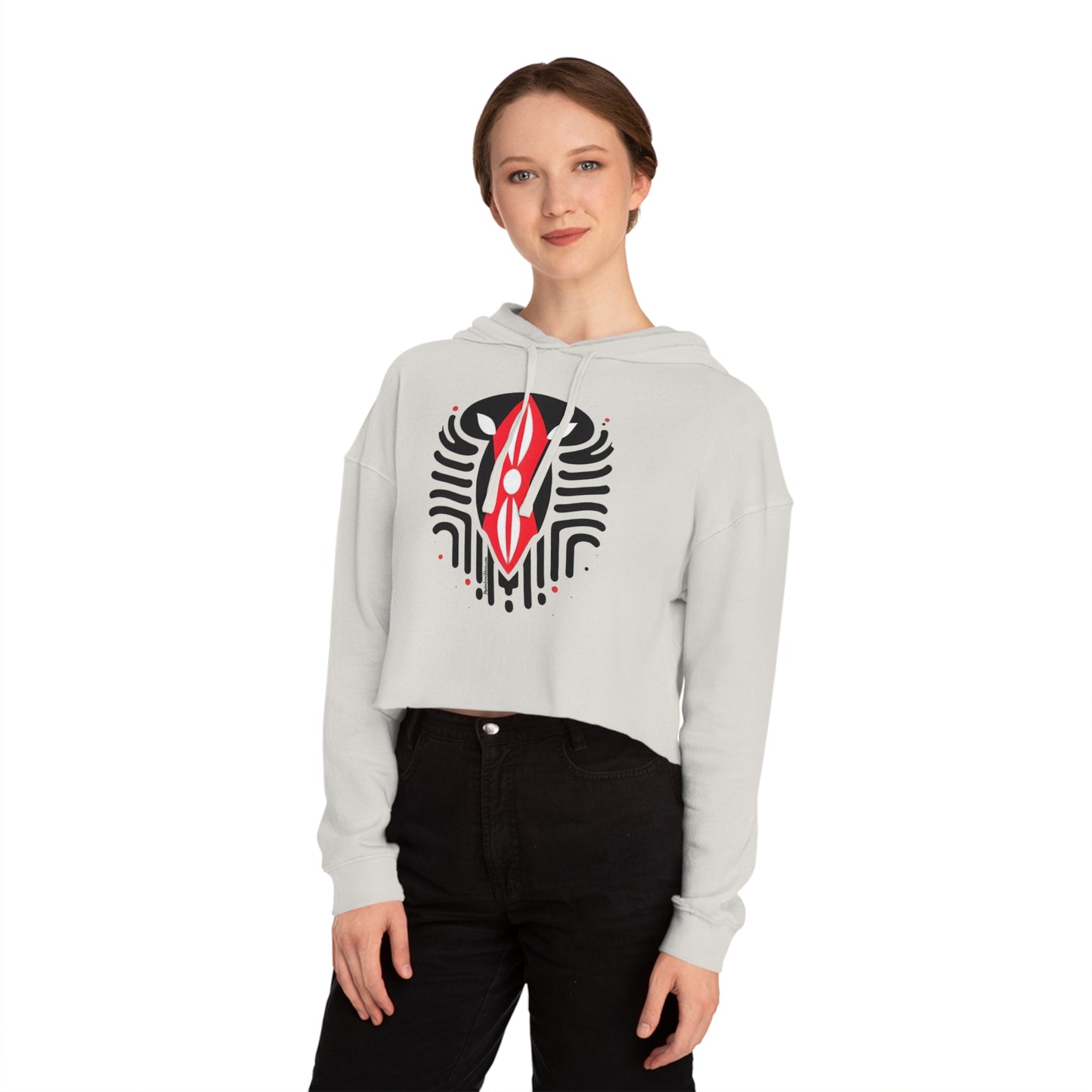 Kenyan Abstract Shield Women’s Cropped Hooded Sweatshirt