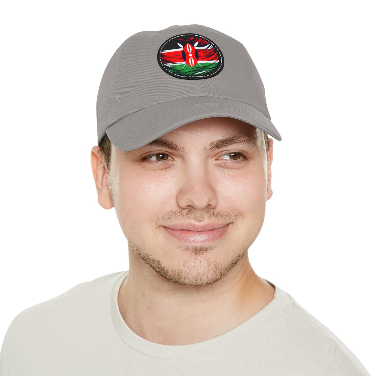 Kenyan Dad Hat with Leather Patch (Round)