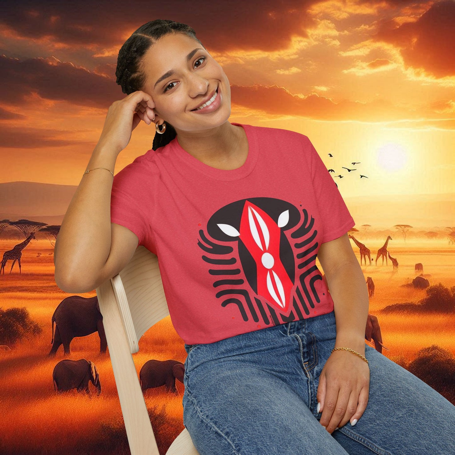 Kenyan Abstract Shield Unisex Softstyle T-Shirt