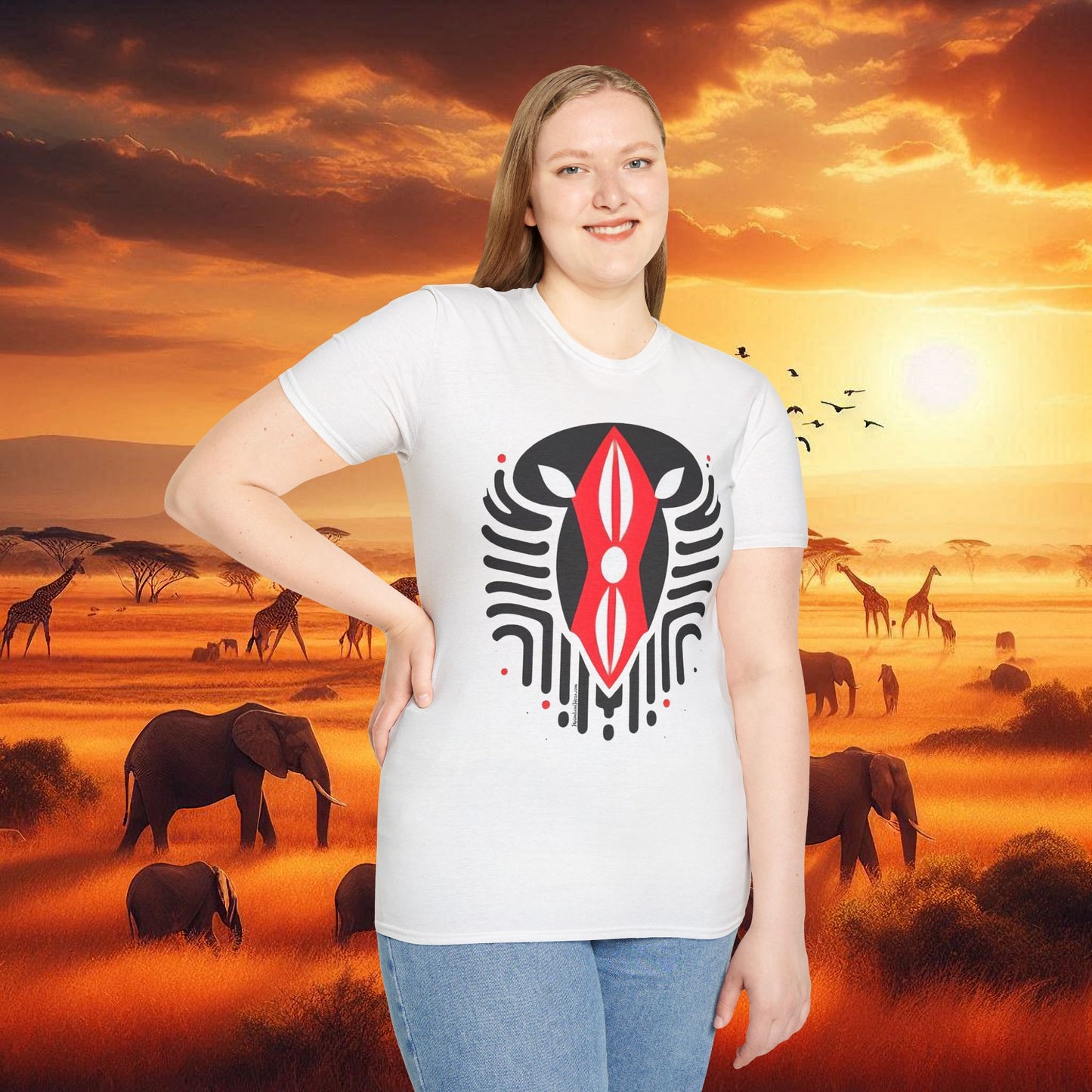 Kenyan Abstract Shield Unisex Softstyle T-Shirt