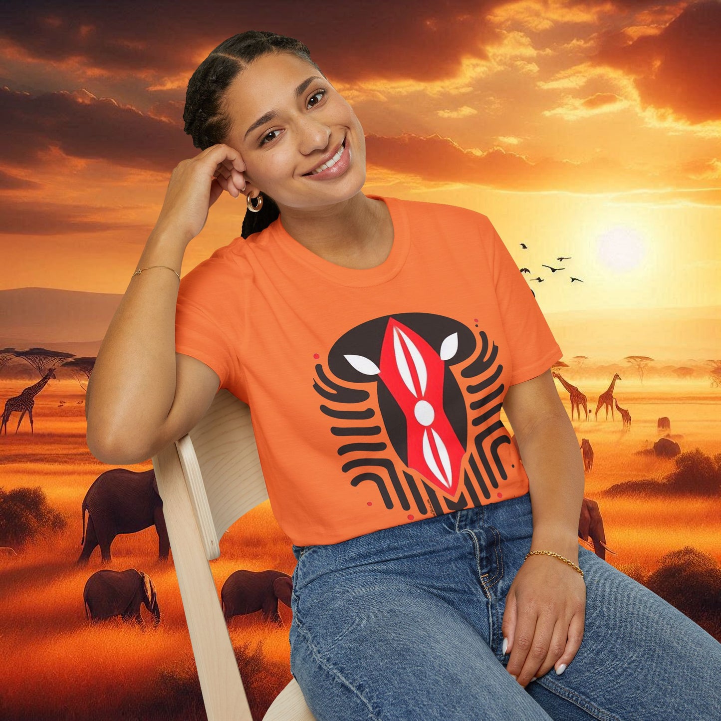 Kenyan Abstract Shield Unisex Softstyle T-Shirt